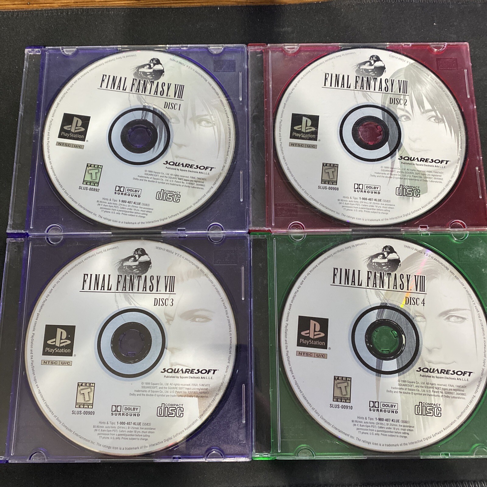 Final Fantasy VIII Sony PlayStation 1 PS1 Disc Only – All Discs 1, 2, 3, & 4 FF8