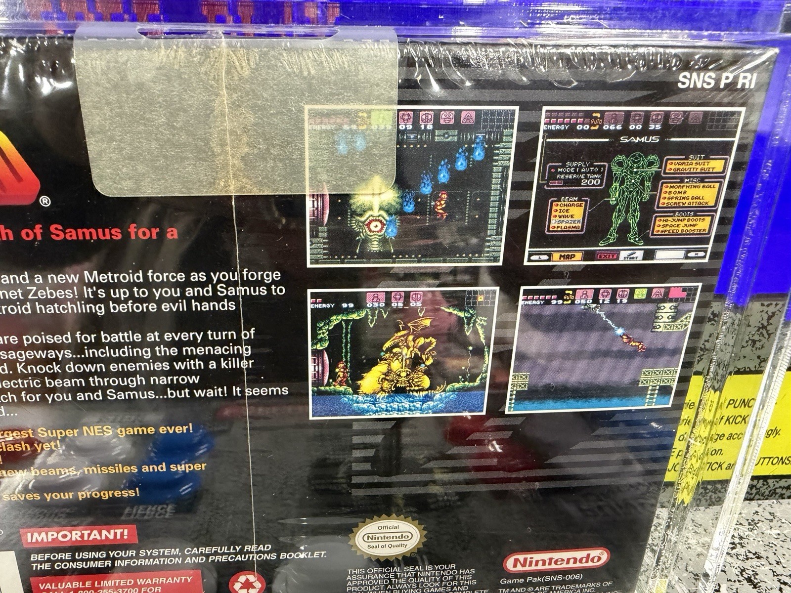 1994 SNES Super Metroid Phantoon Screenshot Early Production VGA 80 NM Sealed