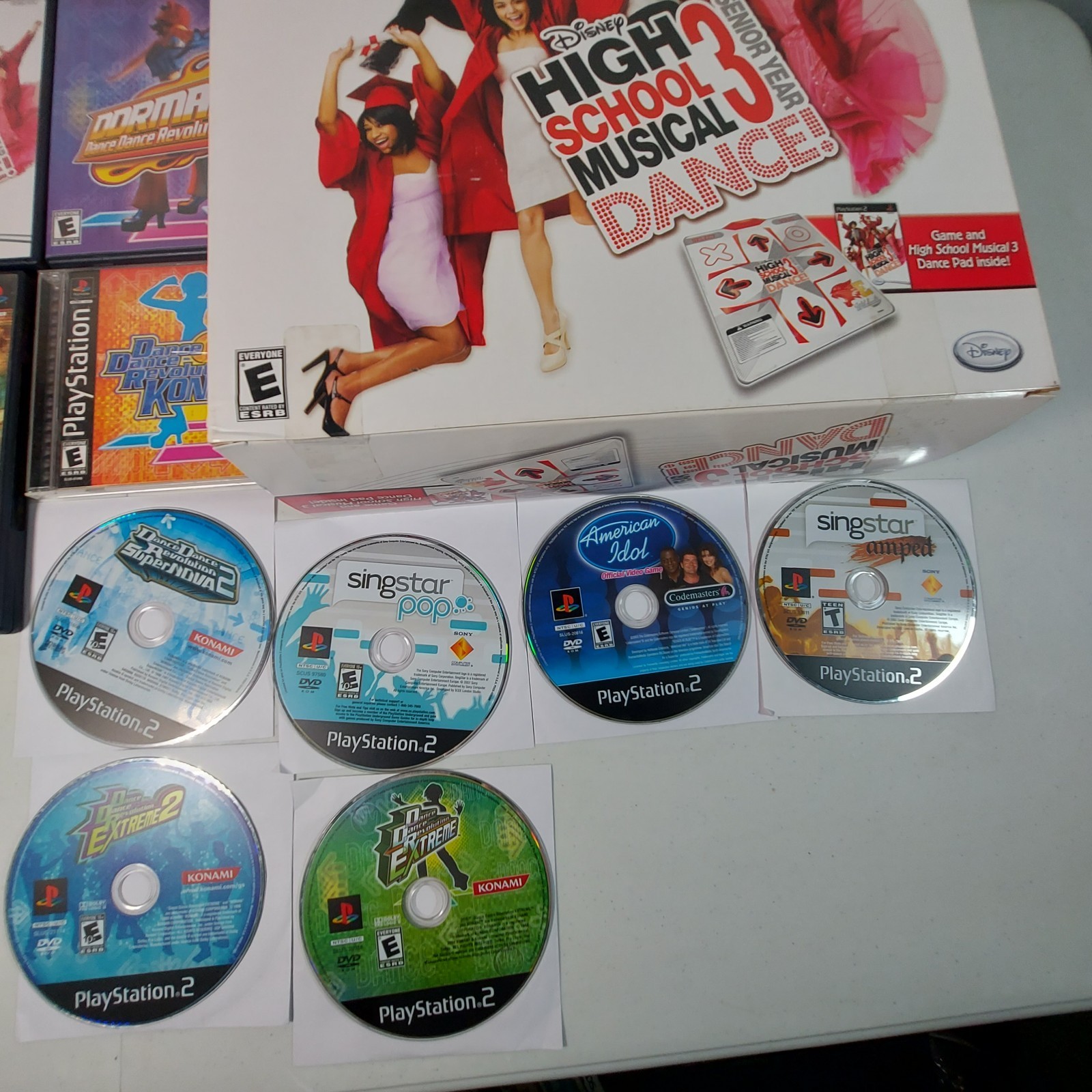 Playstation 2 PS2 Dance Mat & 10 Games Tested & Working READ DDR Revolution Pad