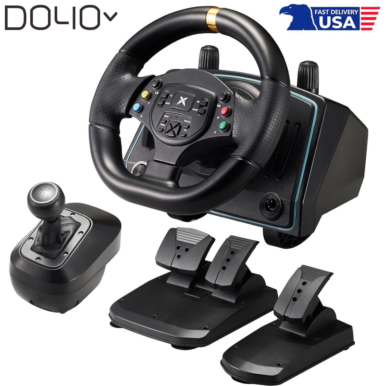 DOYO R808B Racing Gaming Steering Wheel &Shifter &Pedal for P3/P4/Switch/PC