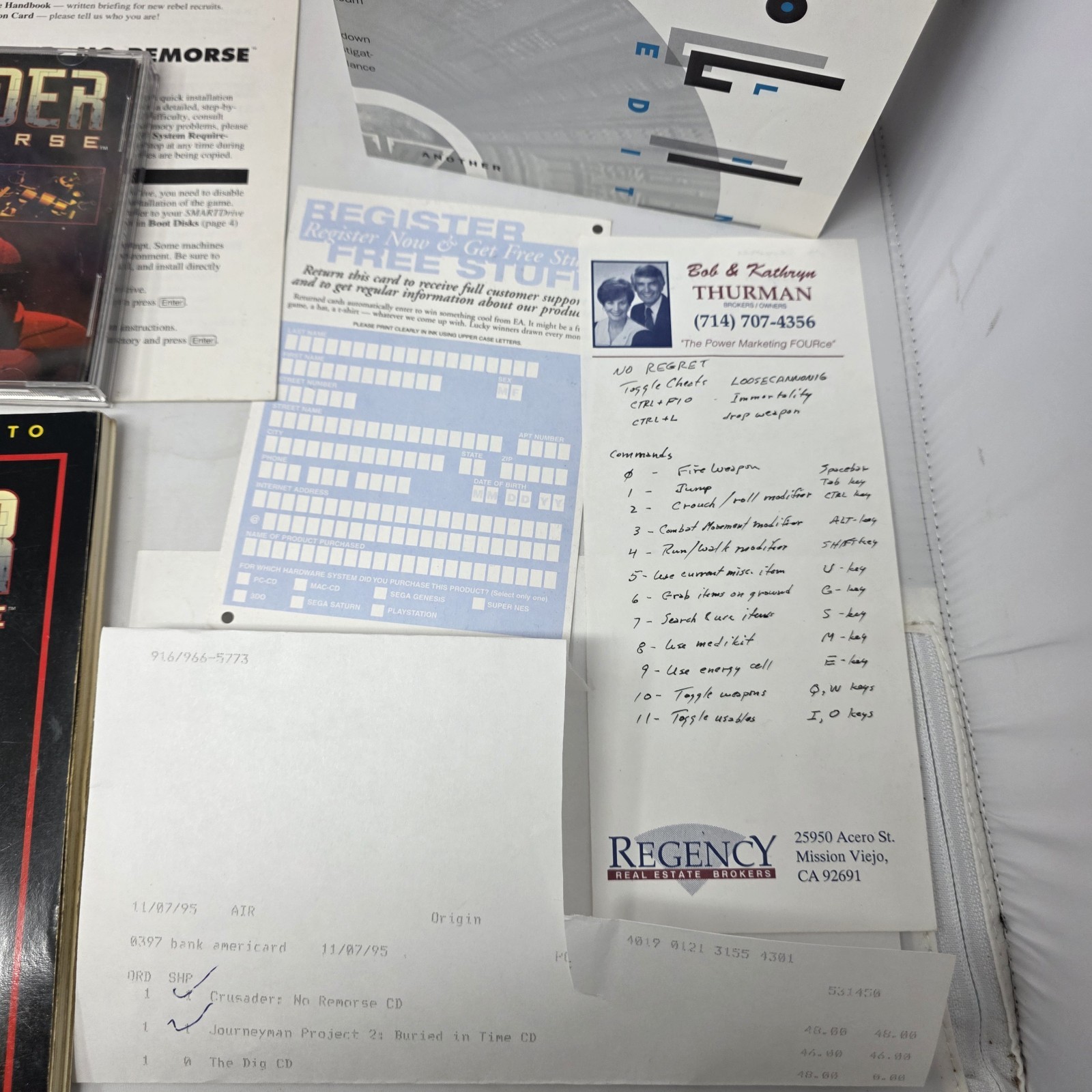 TIME CAPSULE Crusader No Remorse PC Big Box Complete CIB + No Regret Game LOT
