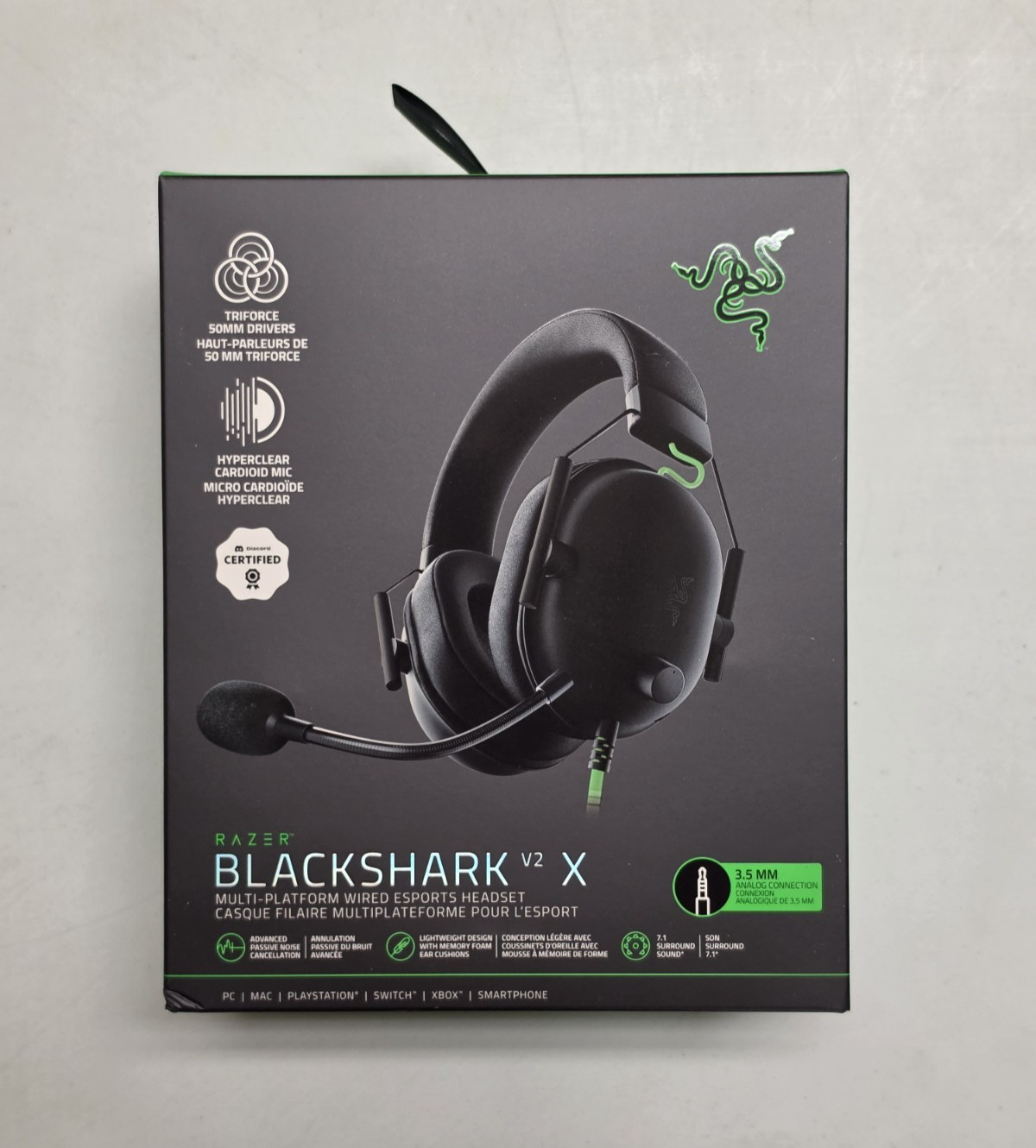 Razer BlackShark V2 X Wired Gaming Headset 7.1 Surround Sound Black PC PS5 Xbox