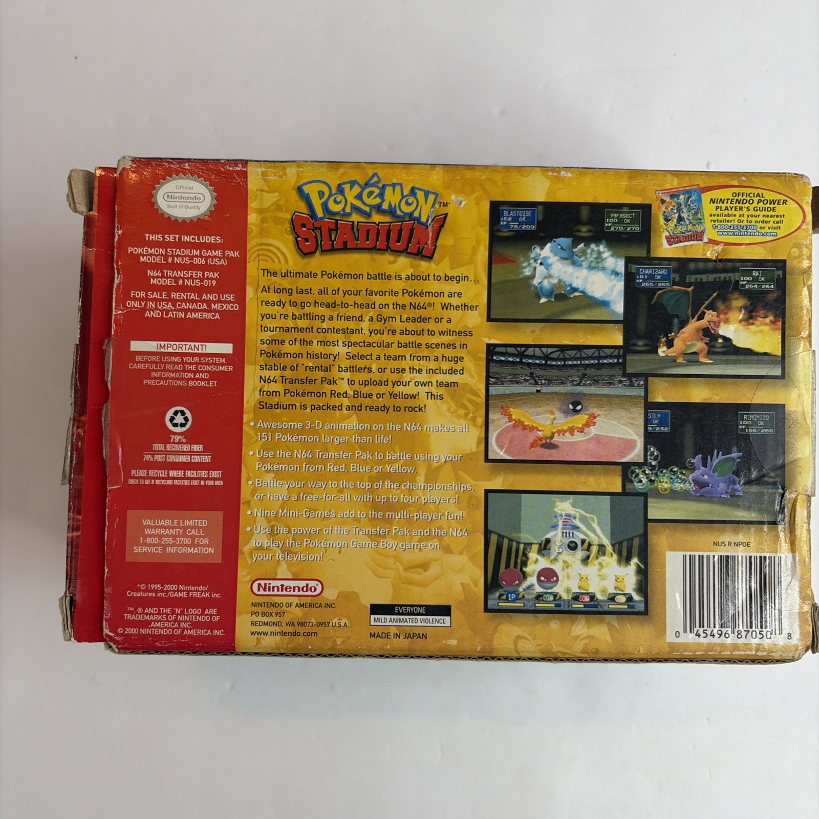 Pokemon Stadium – Nintendo 64 Big Box w/ Transfer Pak (Tested)