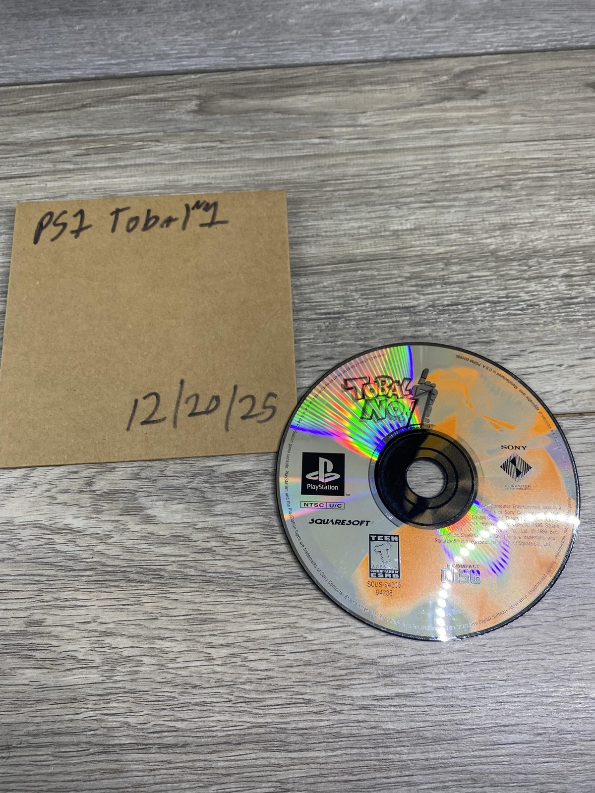 Tobal No. 1 Sony PlayStation PS1 Game Disc Only NTSC-U/C Squaresoft Fighting