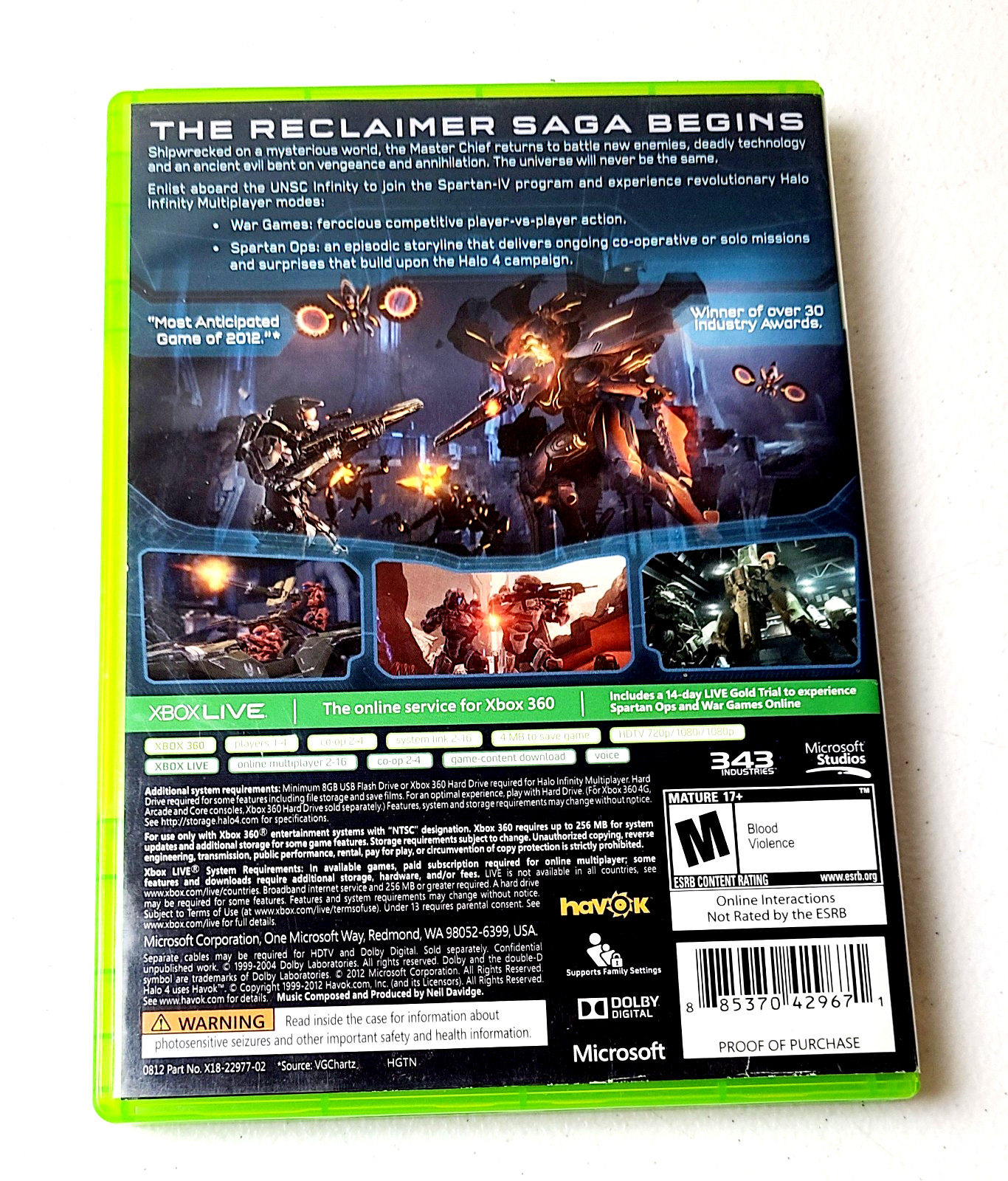 Halo 4 (Microsoft Xbox 360, 2012) Video Game No Manual TESTED & WORKING