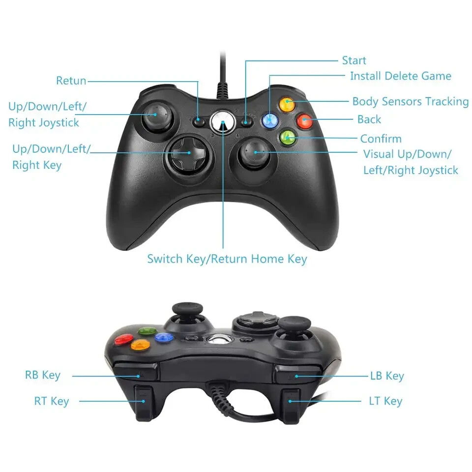 Wired Controller USB For PC Compatible With Xbox 360 / Windows 7 8 10 11 Gamepad