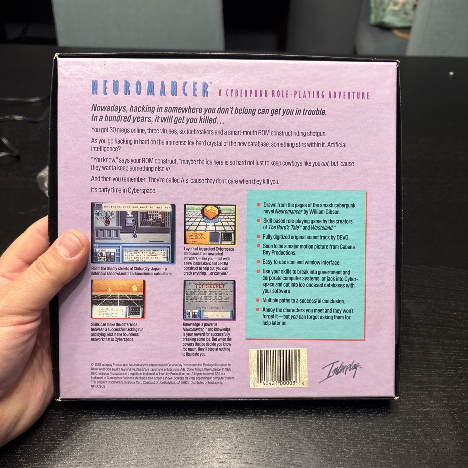 Neuromancer 1988: A Unique Cyberpunk RPGVideo Game CIB IBM / Tandy floppy Disc