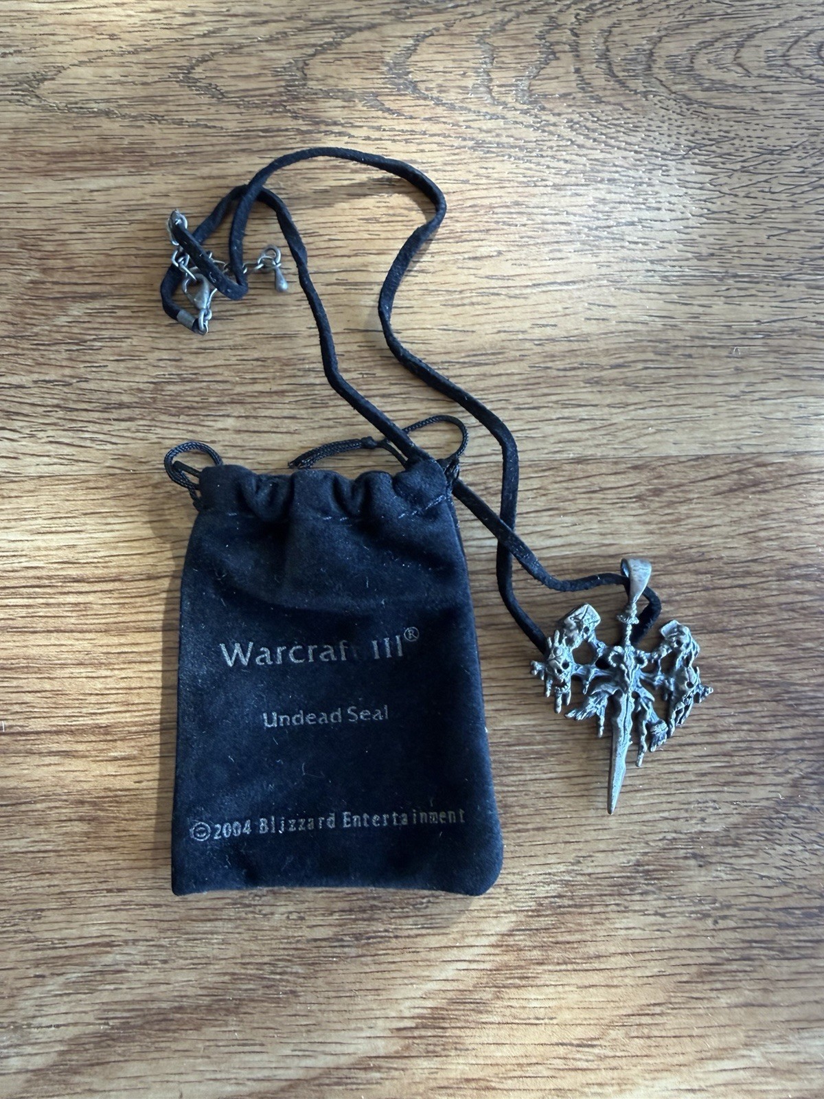 Rare Warcraft 3 Undead Seal Necklace With Drawstring Pouch- 2004