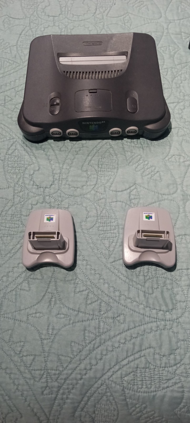 Nintendo 64 Original System Console with 2 Original Controllers, Cords & T-Packs