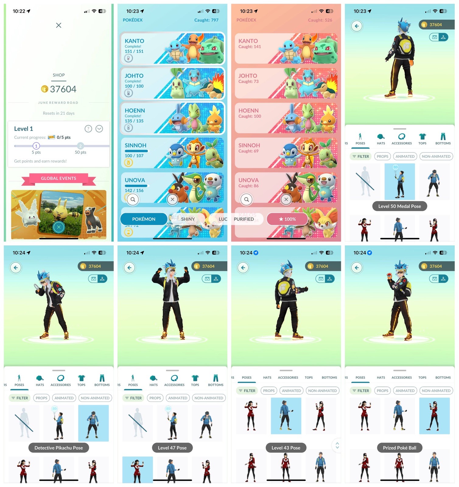Poke Acc GO LvL 75 – 37k Coins, 465 Pass – 803 Legend, 992 Shiny-Name changeable
