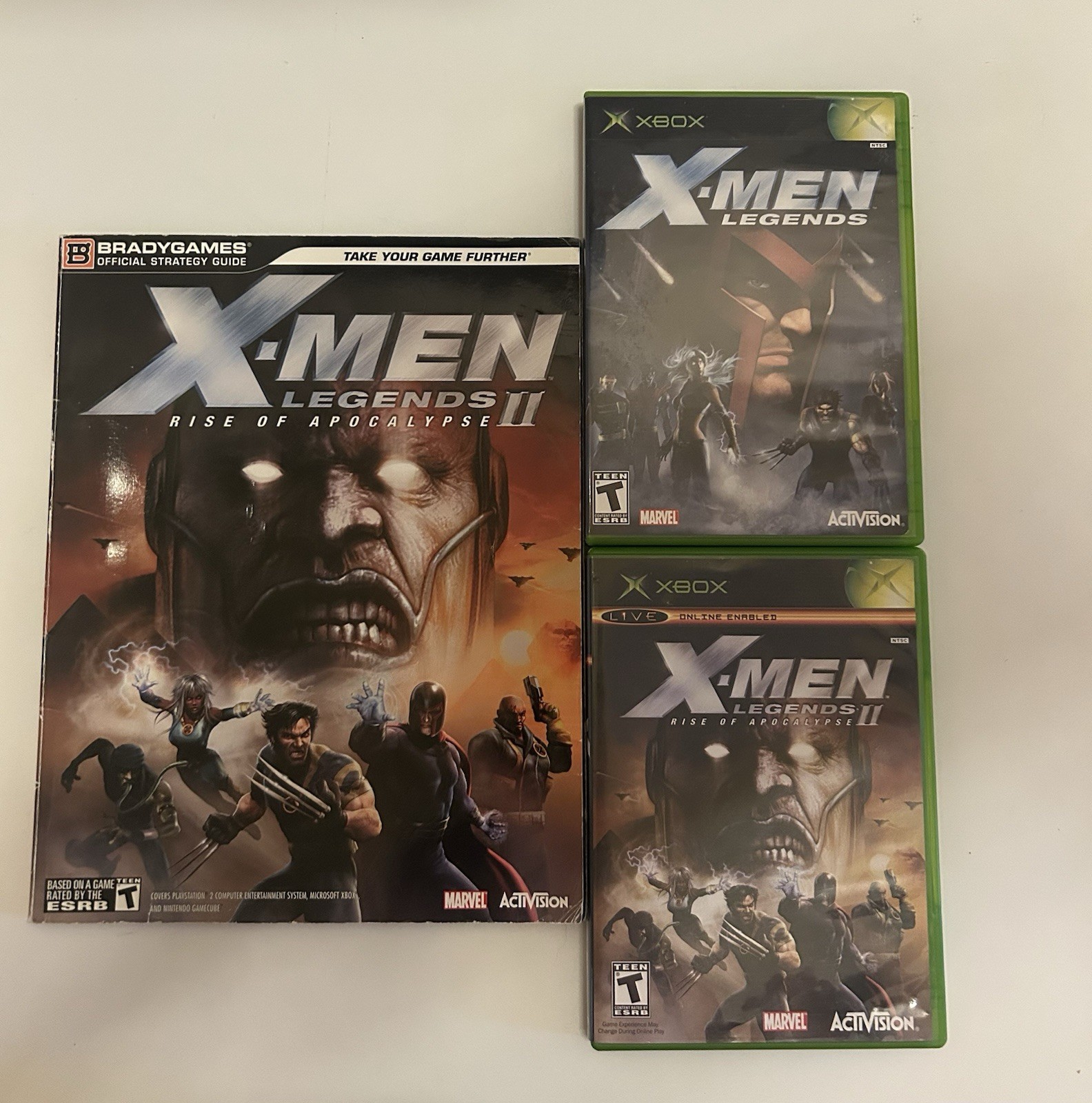 Xbox X-Men Legends & X-Men Legends II Rise of Apocalypse w/Guide Book & Manuals