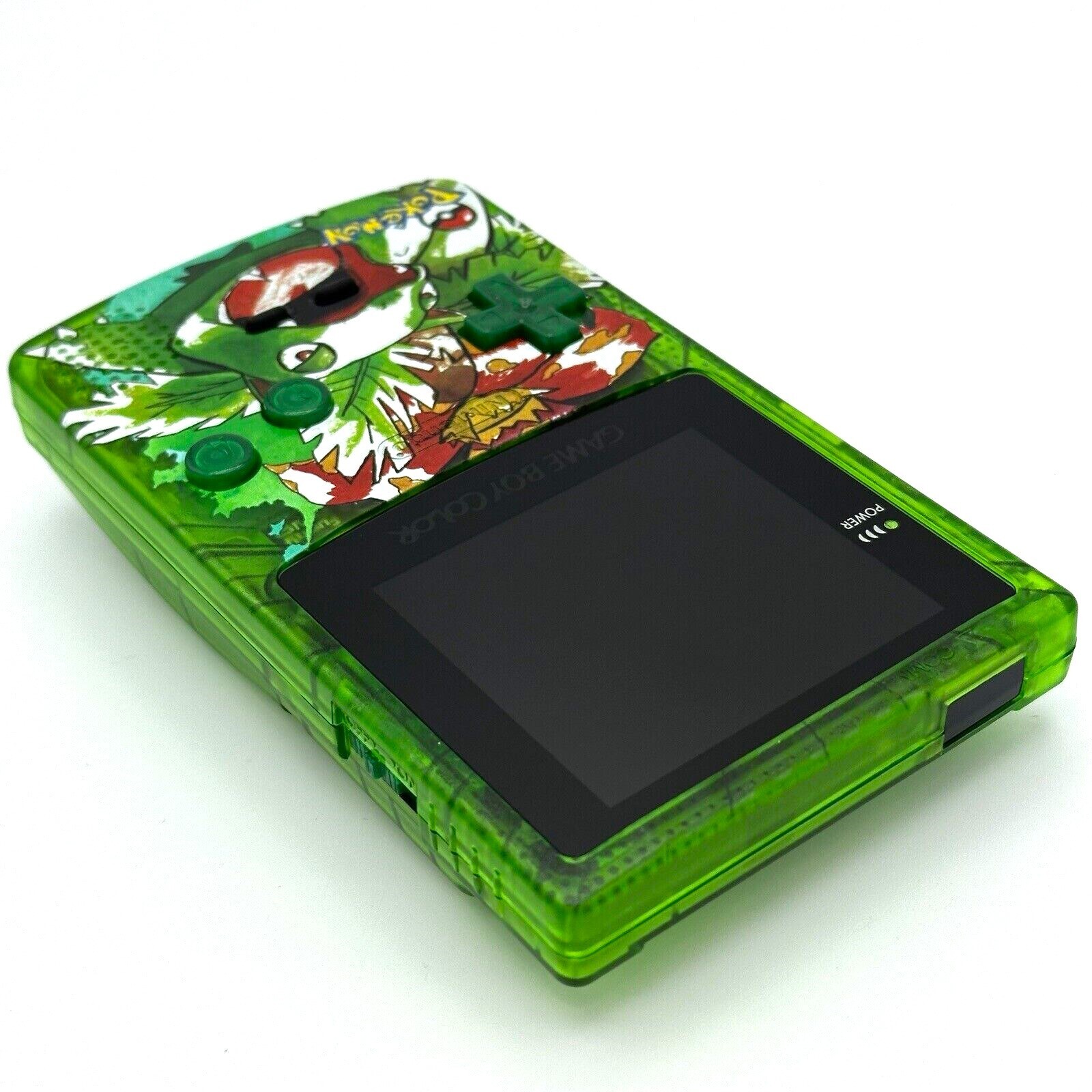 Nintendo Game Boy Color GBC IPS Q5 Backlight Mod Pokemon Venusaur Green Console