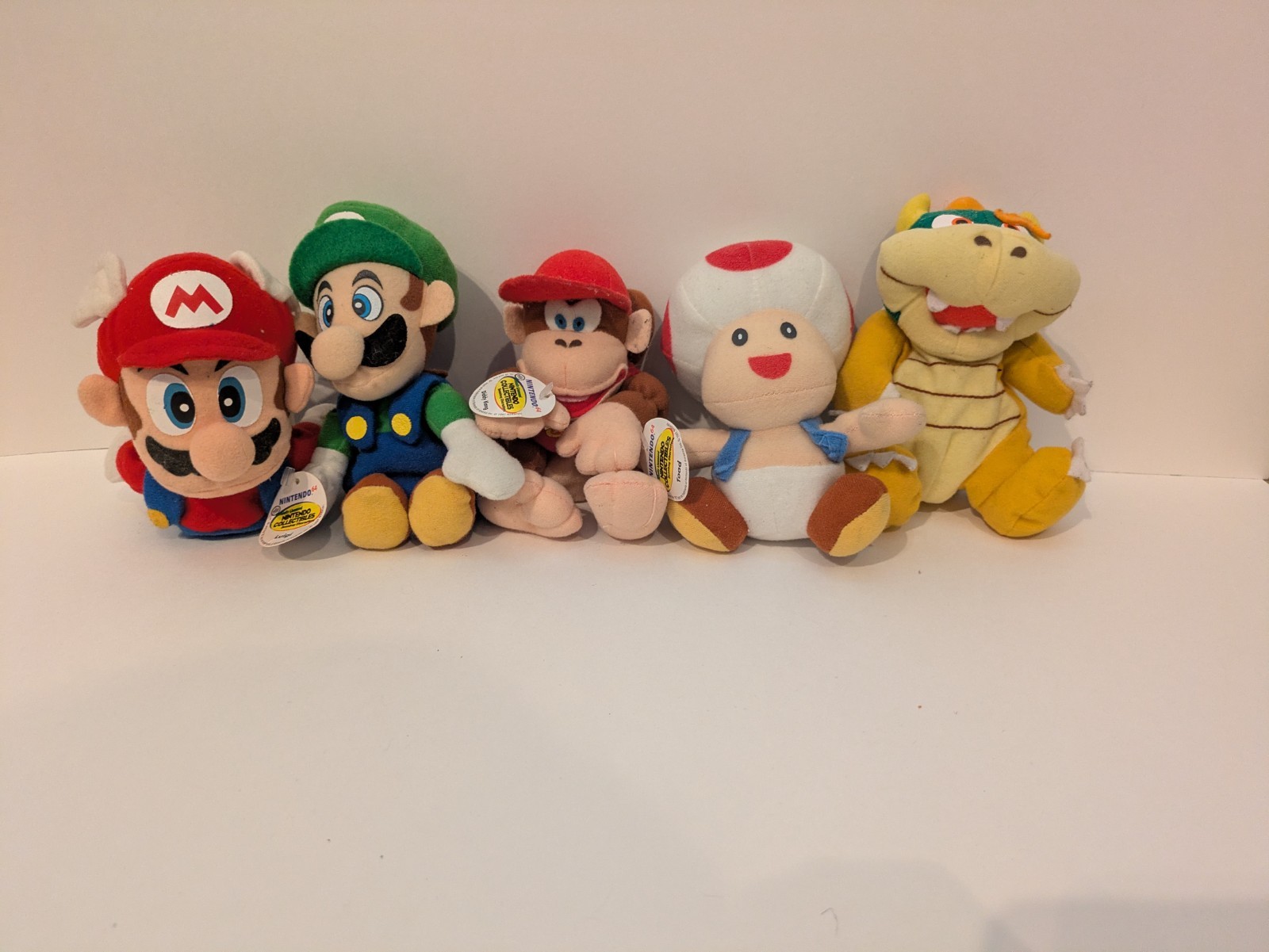 Vintage Nintendo N64 Mario Luigi DiddyKong Toad Bowser BD&A Beanbag Plush w/ Tag