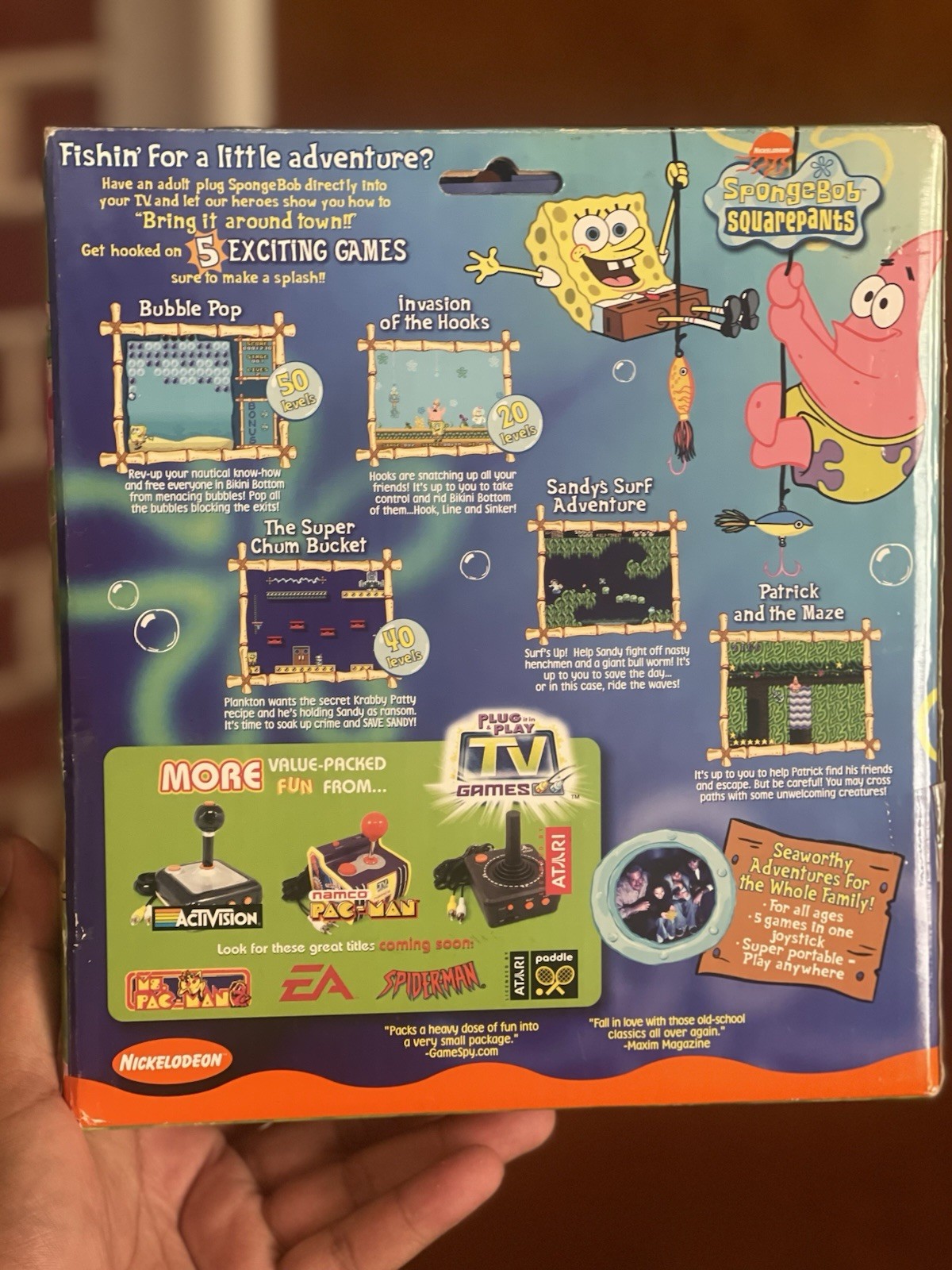2004-JAKKS PACIFIC-SPONGEBOB SQUAREPANTS-PLUG & PLAY- 5-IN-1-TV GAMES-NEW