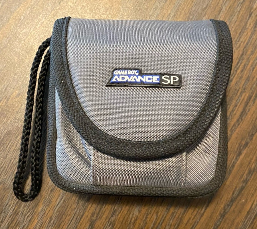 Official Nintendo Gameboy Advance GBA SP Case Square Pouch Light Gray Hoop/Loop