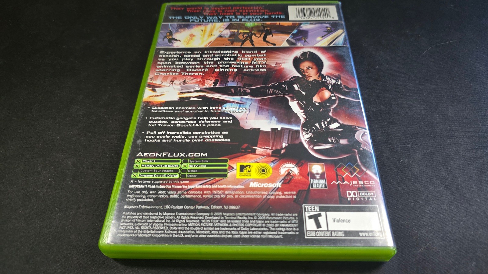 Aeon Flux Majesco Microsoft Xbox MINT condition COMPLETE+Movie Ticket!