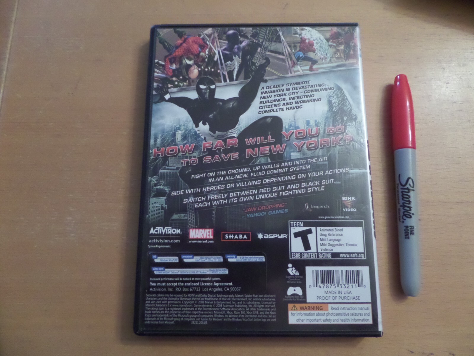 Spider-Man Web of Shadows PCDVD + Box & Manual SpiderMan **Windows VISTAXP**