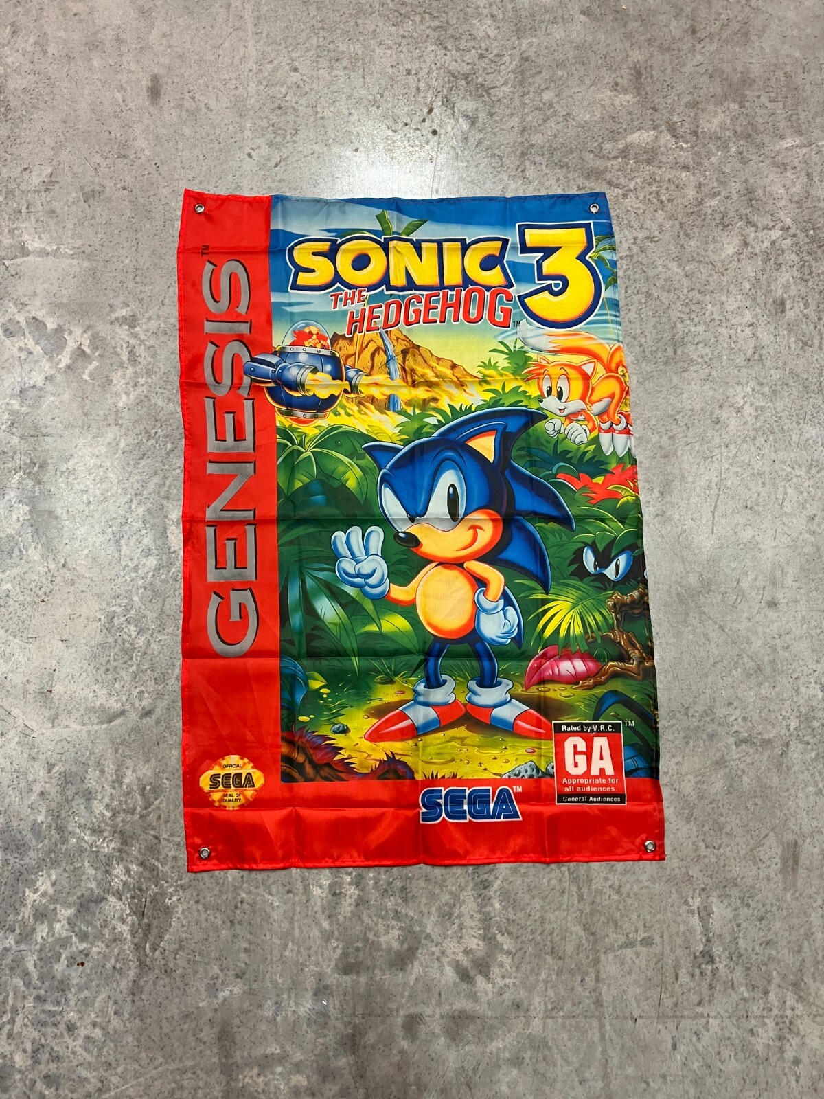 Sonic The Hedgehog 3 Custom Wall Flag Banner Tapestry 2 x 3 Ft, Sega Genesis