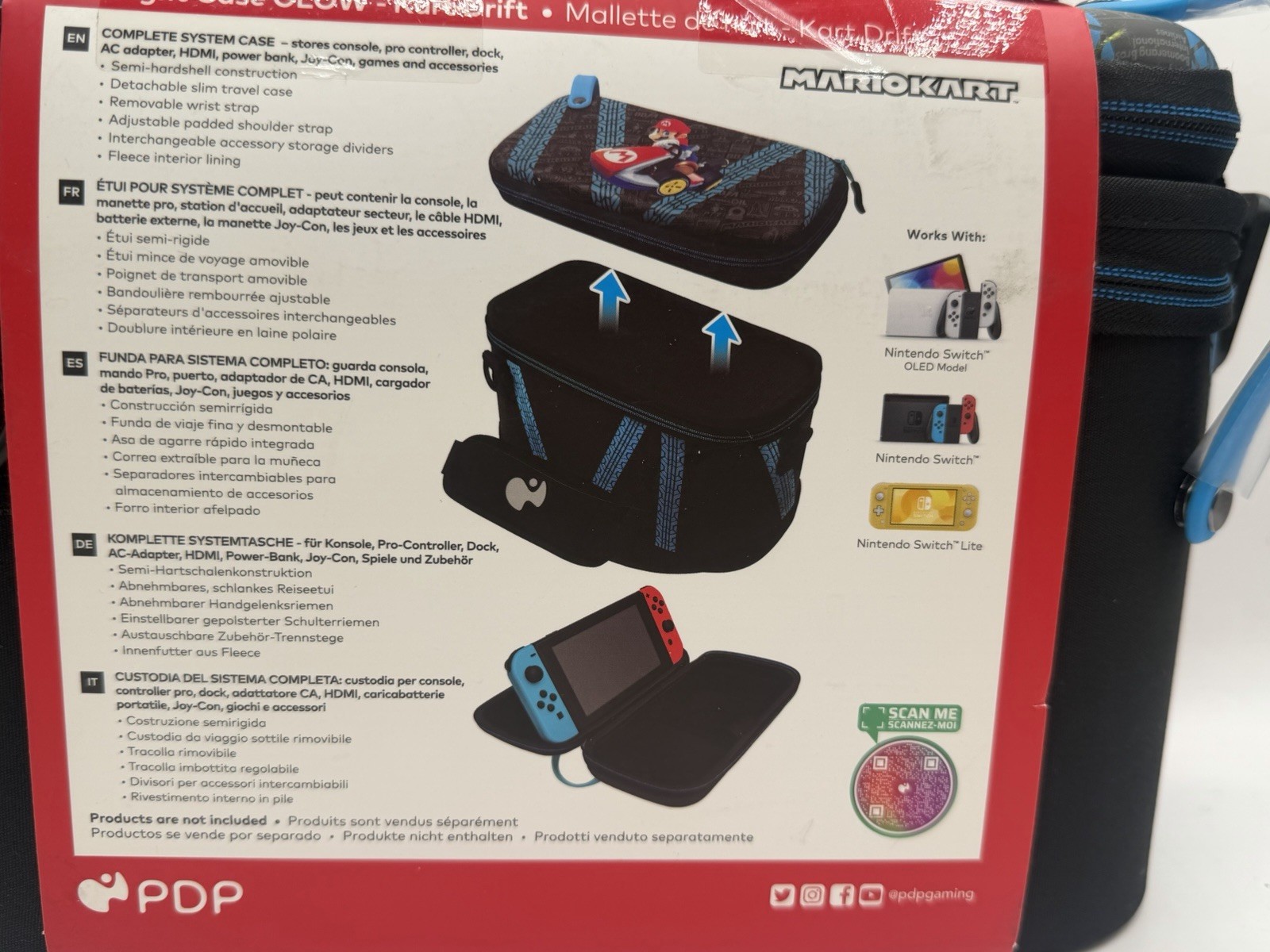 Nintendo Switch Mario Kart Glow Deluxe Travel Case Carrying Case PDP New
