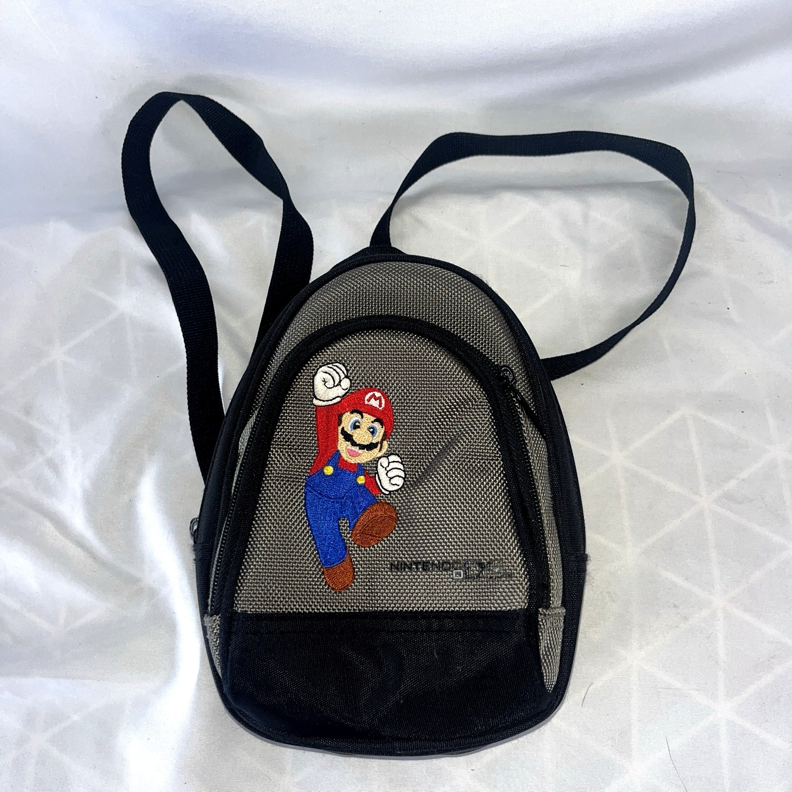 Official Nintendo DS Embroidered Mario Mini Backpack Carrying Case Black/Grey