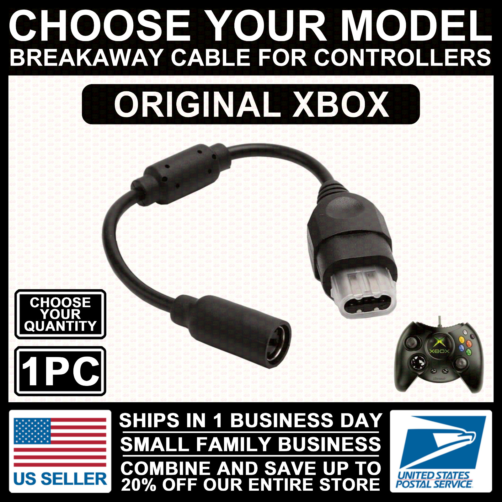 NEW Breakaway Dongle Cable Cord Adapter For Original/Xbox/360/PC/USB Controller