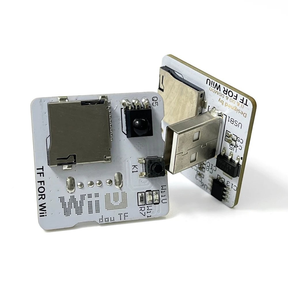Dual TF Micro SD Card Adapter USB Memory Expansion Reader For Wii Wii U Console