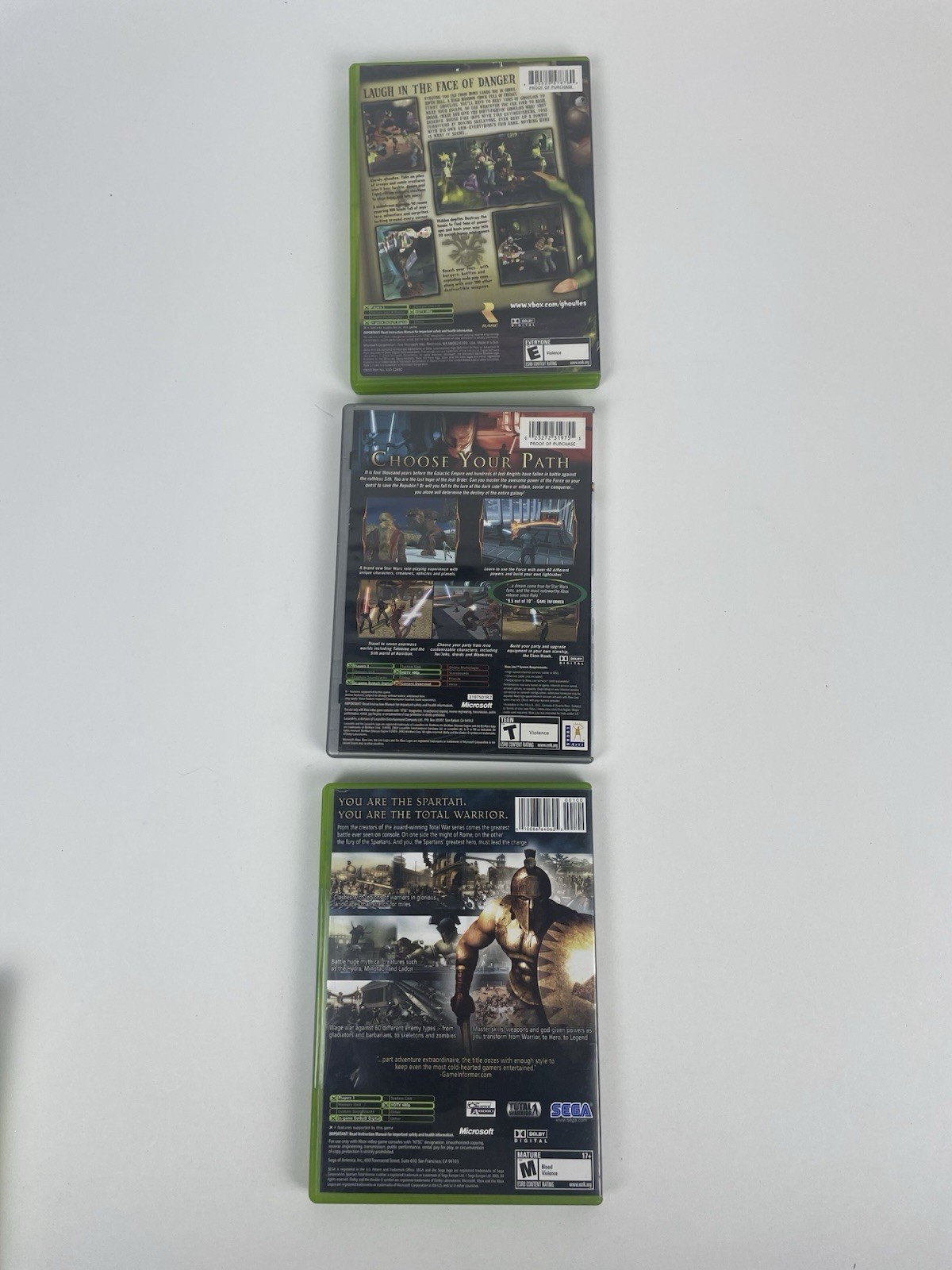 Microsoft Xbox 5 Game Lot Grabbed by the Ghoulies, Star Wars, Spartan