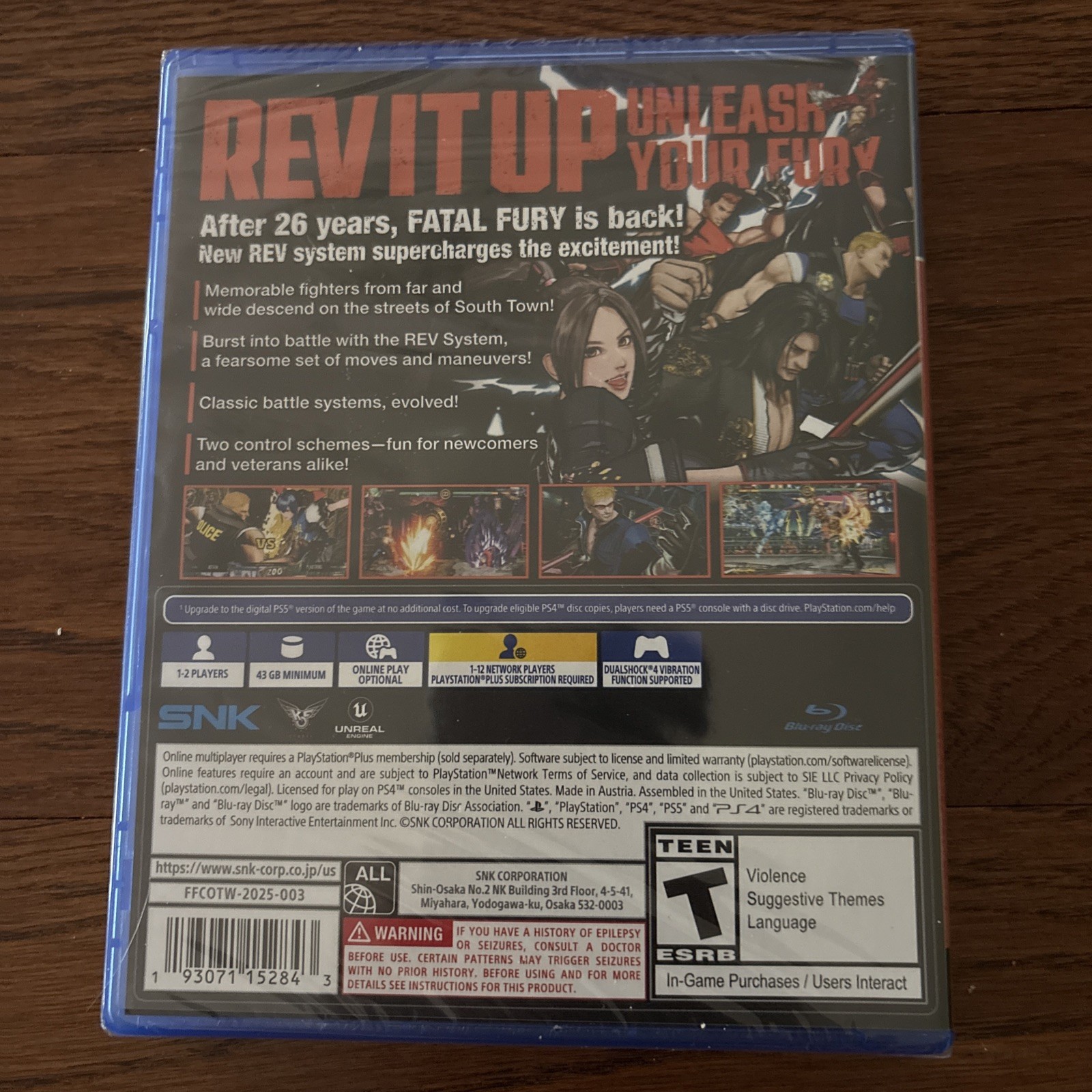 Fatal Fury City of the Wolves (PS4) New Sealed PS5 upgrade avl w/ Terry Costume