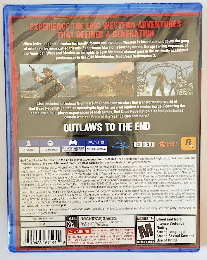 Red Dead Redemption PS4 Brand New Game [2023 Action/Adventure]