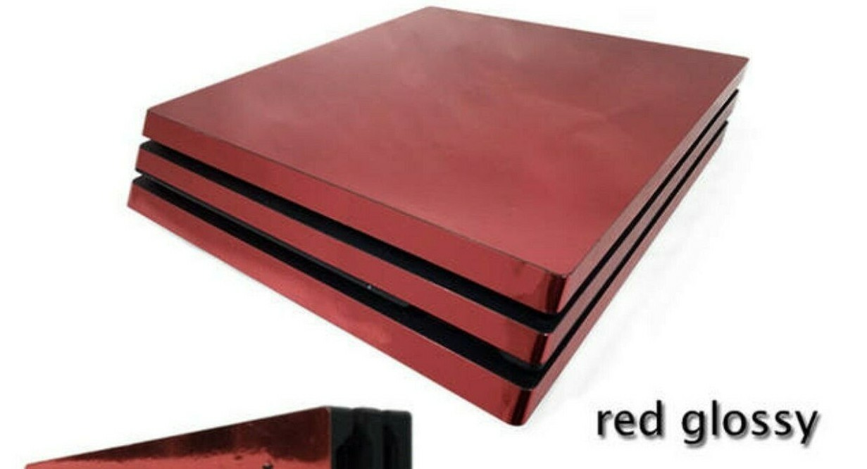 For PS4 PRO Console & 2 Controllers Red Glossy Finish Vinyl Skin Decal