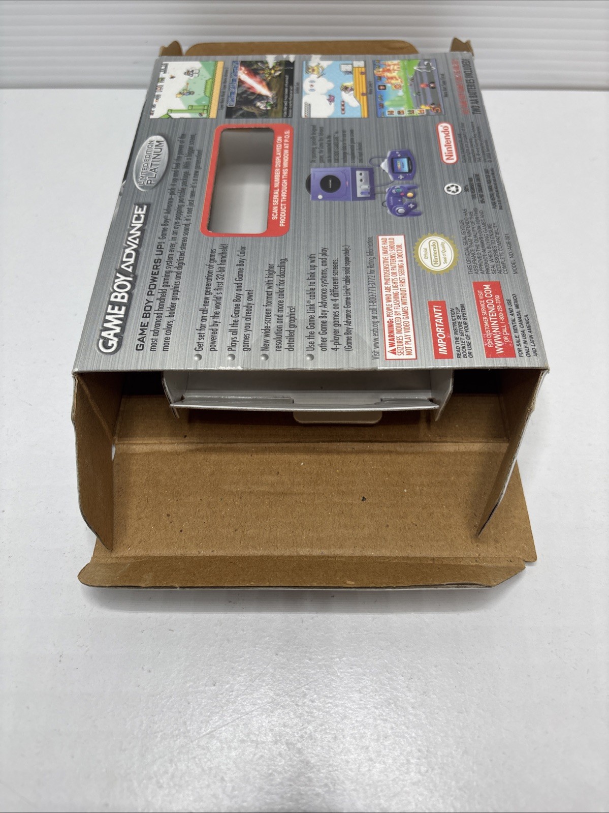 Nintendo Gameboy Advance Platinum Silver Console With Box + Manual GBA CIB