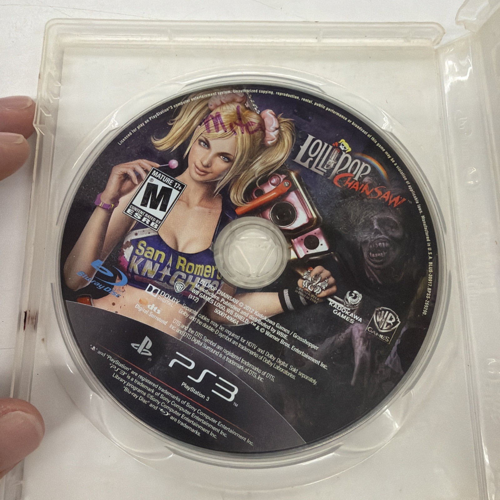 WB Games Lollipop Chainsaw PS3 NTSC-U/C M Mature Case & Disc Included