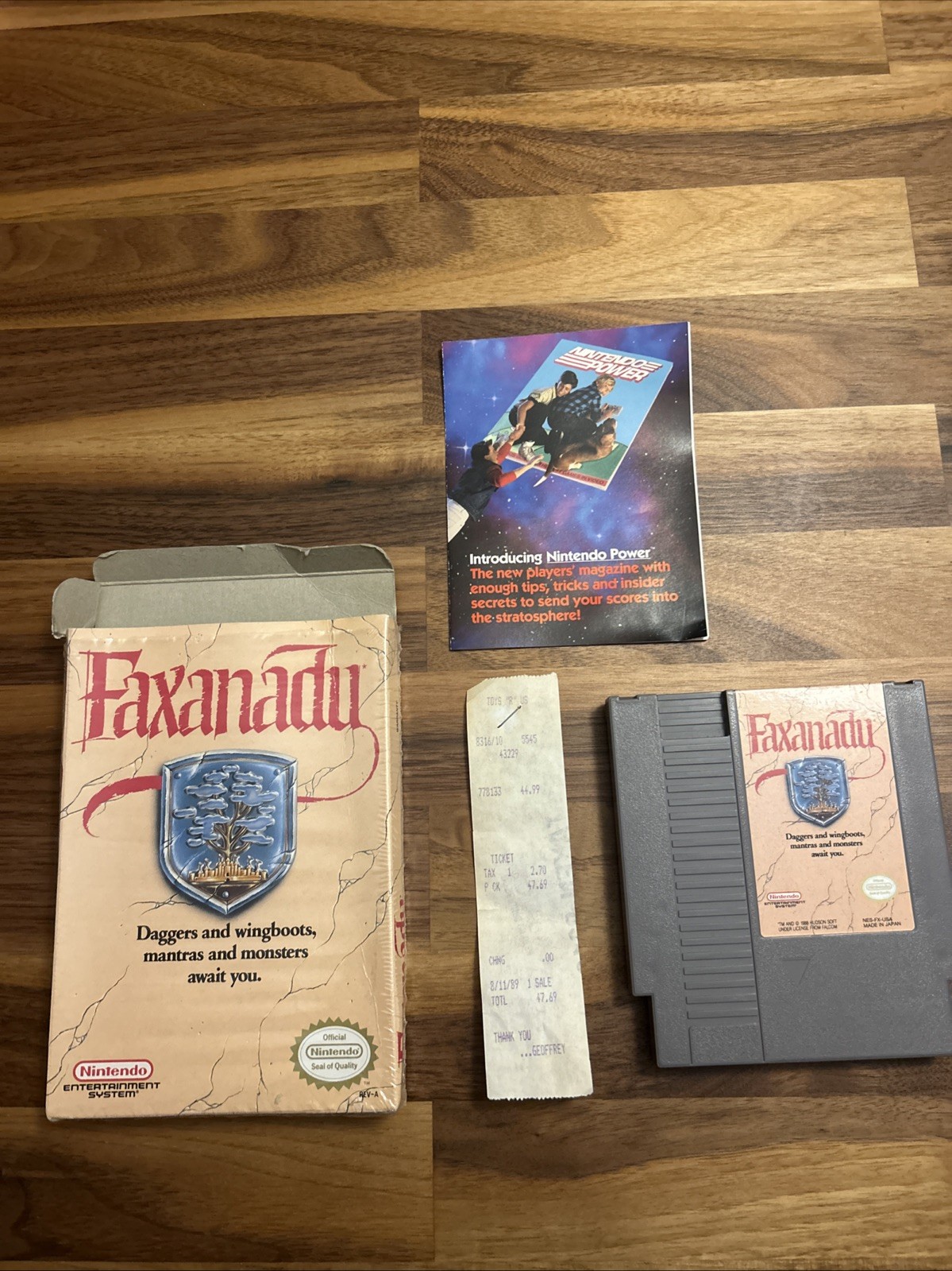 oval seal Faxanadu in box nintendo nes game w/ Toys “R” Us receipt Partial Seal