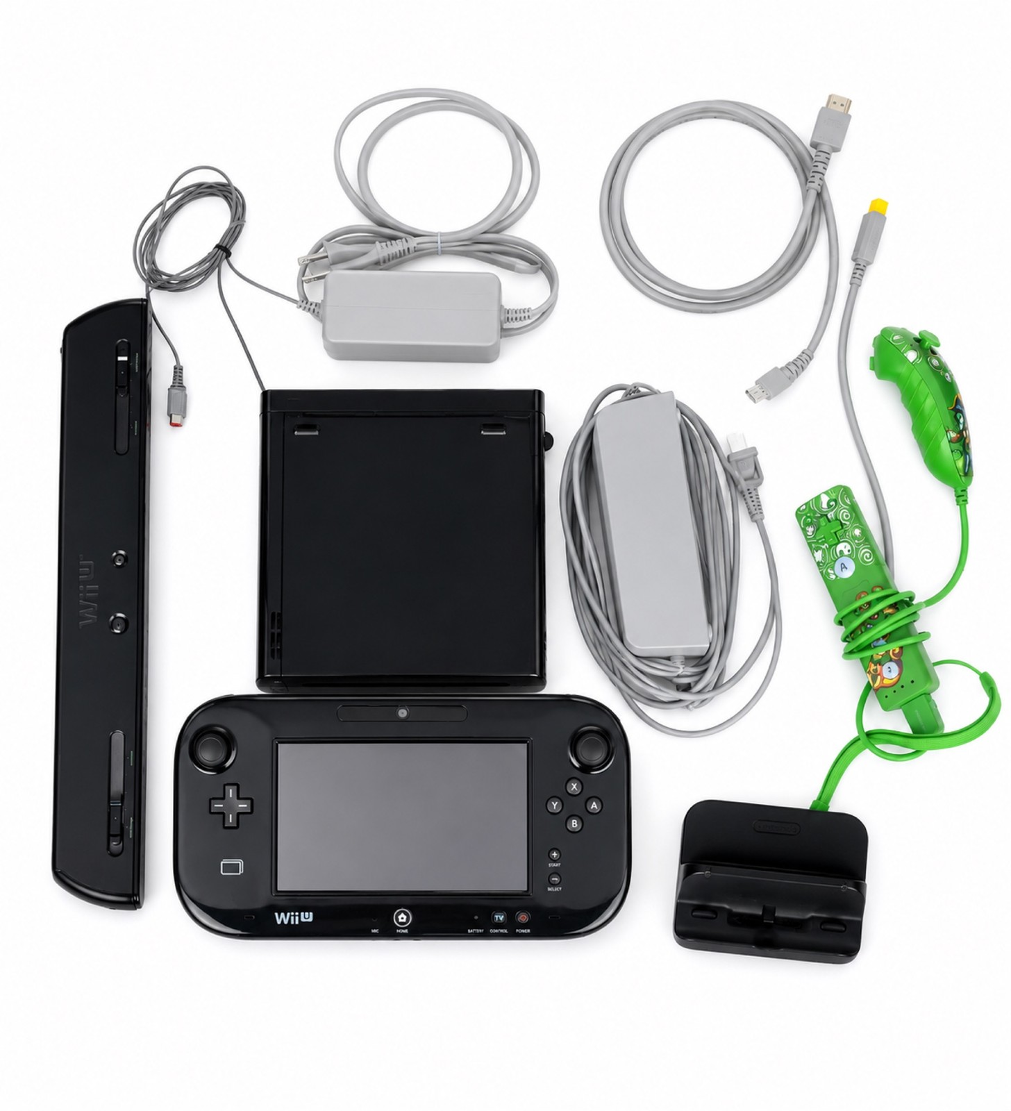 Nintendo Wii U 32GB Black Console Bundle GamePad Sensor Luigi Remote