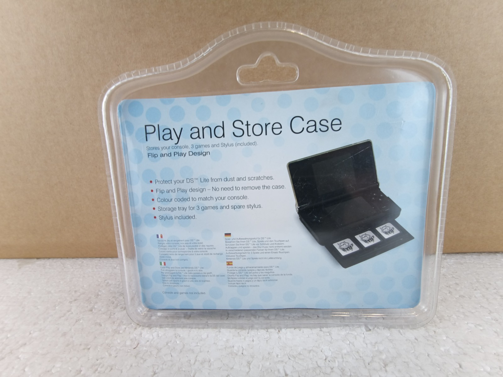 Play and Store Case Turquoise Blue for Nintendo DS Lite Console & Games New