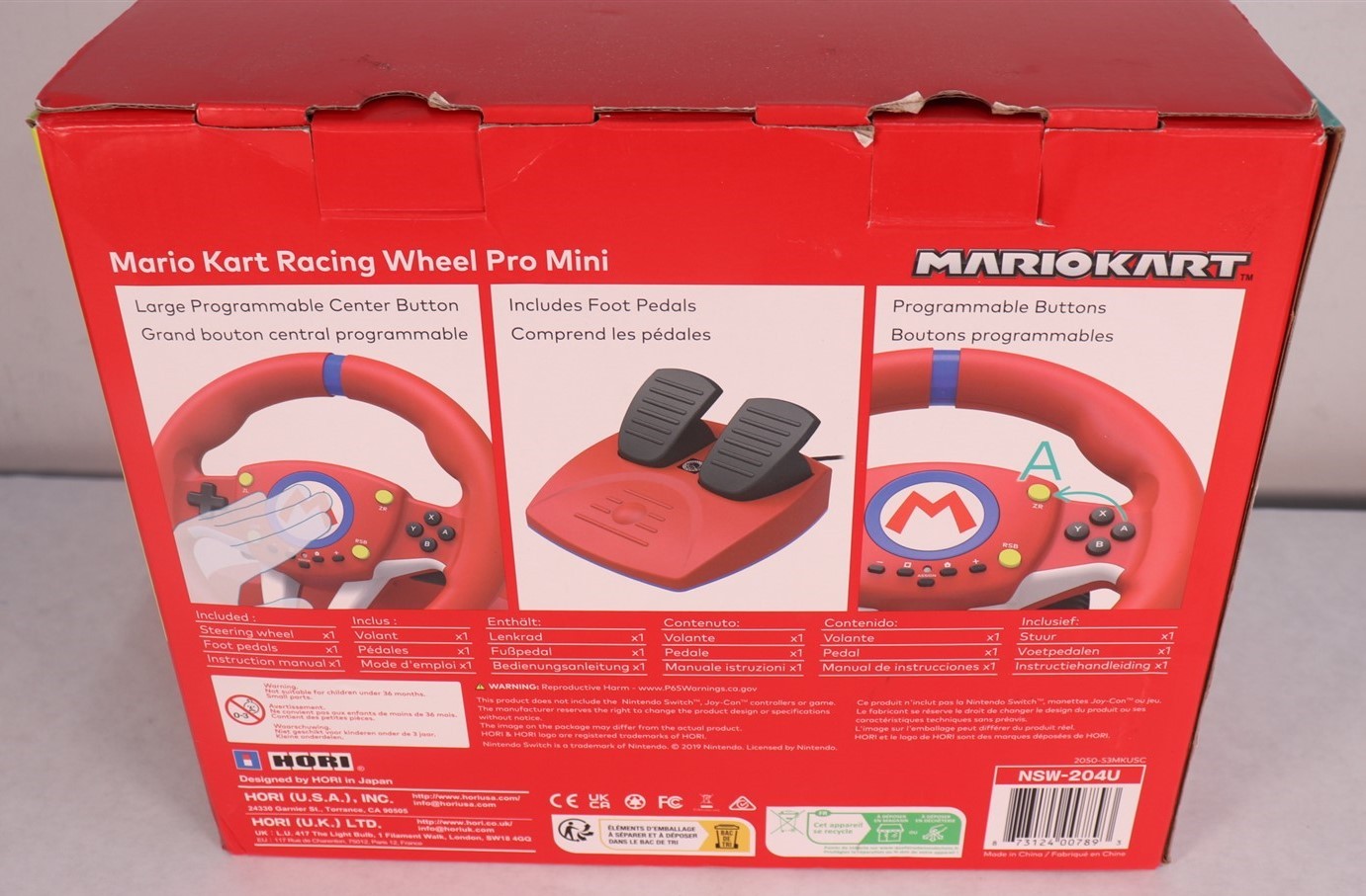 Hori NSW-204U Mario Kart Racing Wheel Pro Mini for Nintendo Switch Open Box