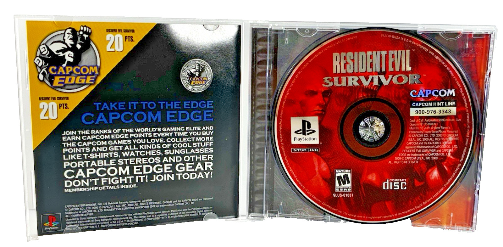 Resident Evil: Survivor Sony PlayStation Capcom 2000 Black Label Complete Tested