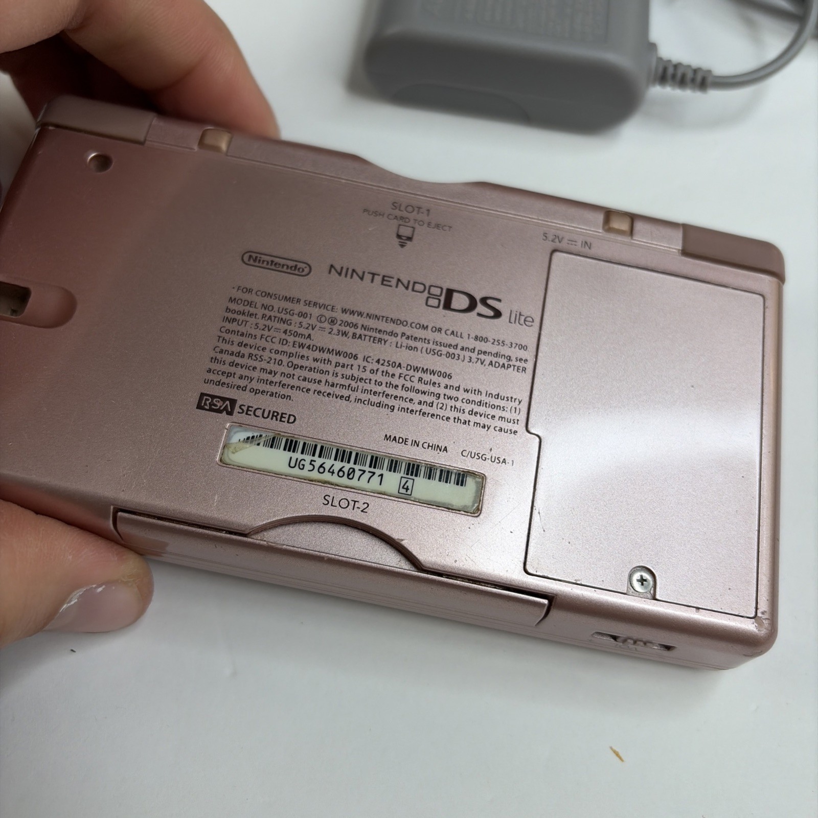 Nintendo DS Lite Rose Pink Handheld Console US Model w/ Charger Tested