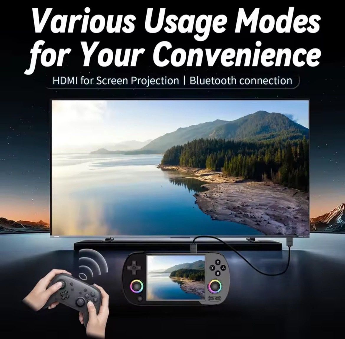RG40XX H Handheld Game Console 4” Screen Linux System Joystick RGB Lig