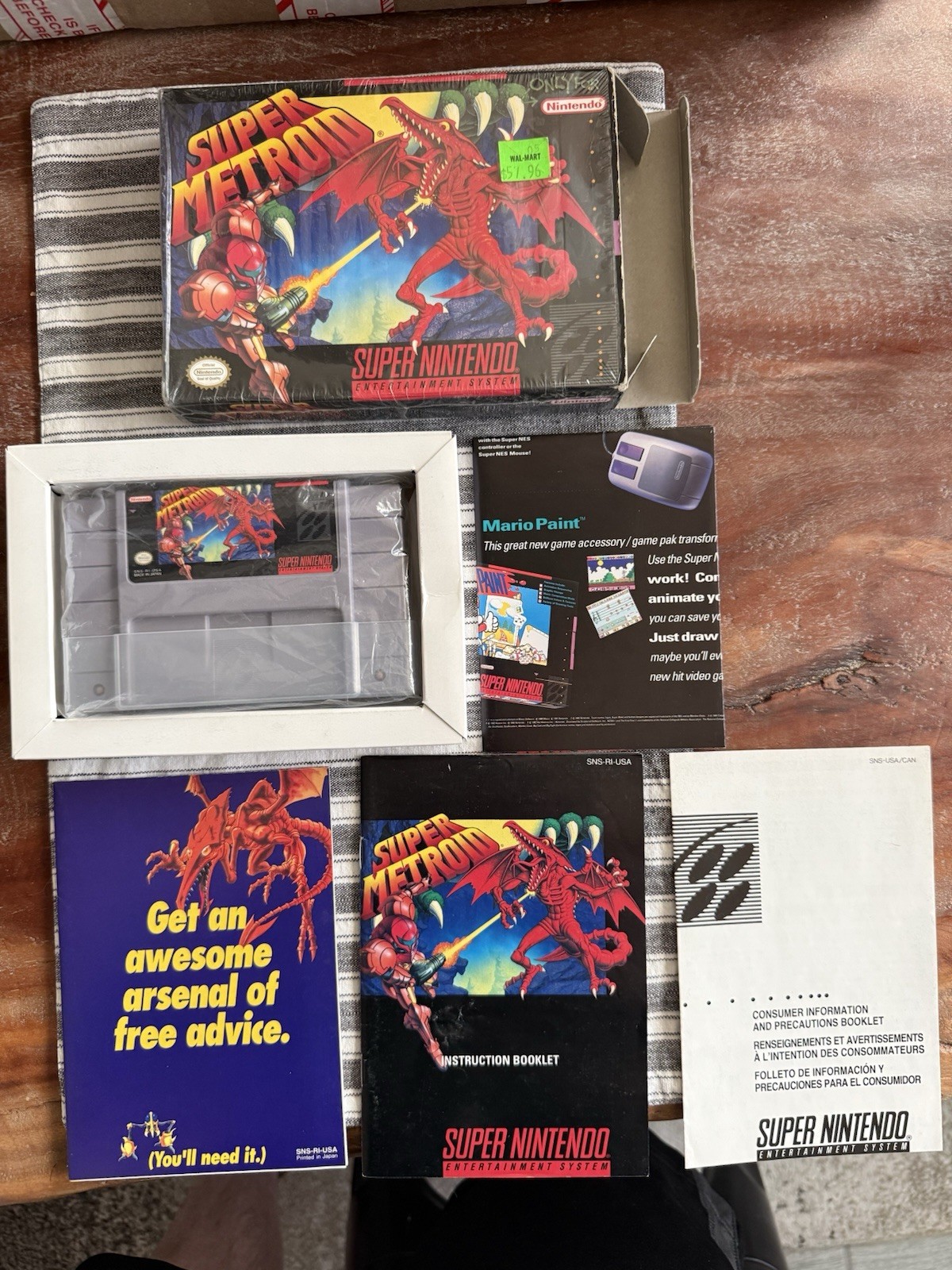 Super Metroid SNES Super Nintendo 100% Complete In Box 1st Print Manual Inserts