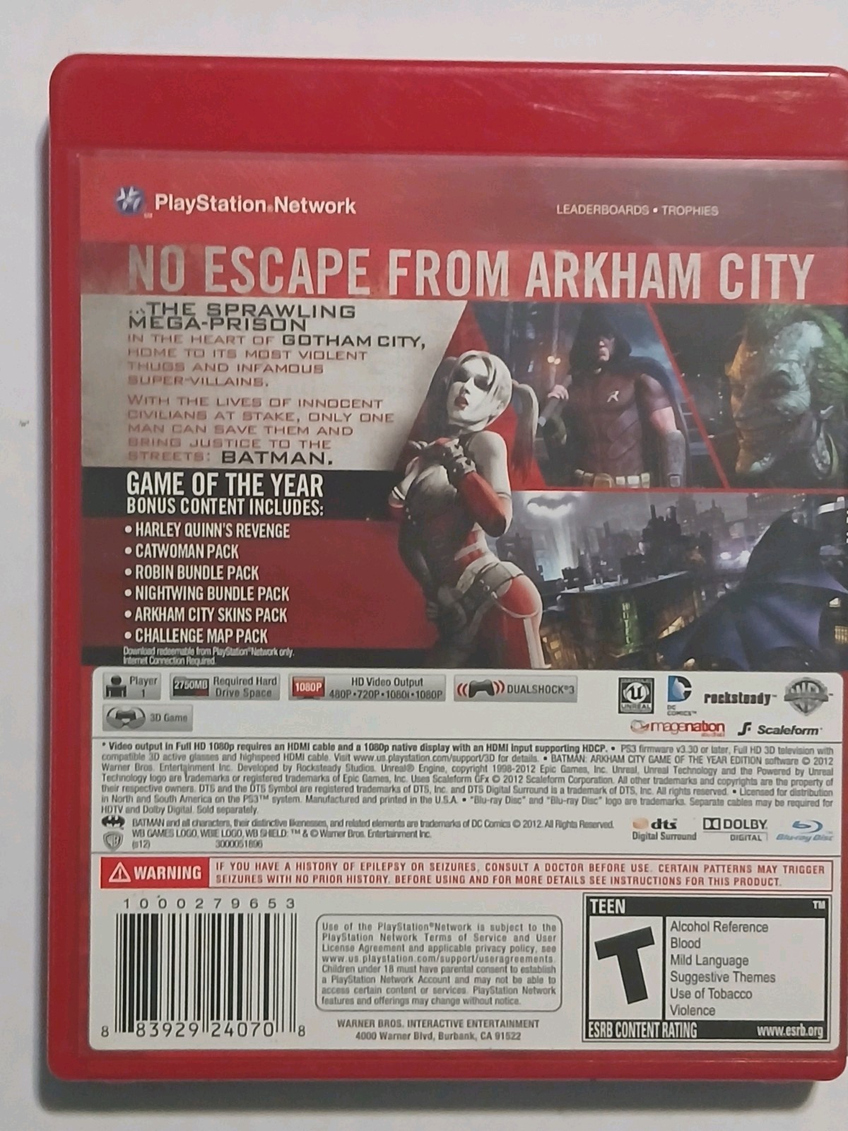 Warner Bros. Batman: Arkham City GOTY Edition Greatest Hits PS3 2012 T