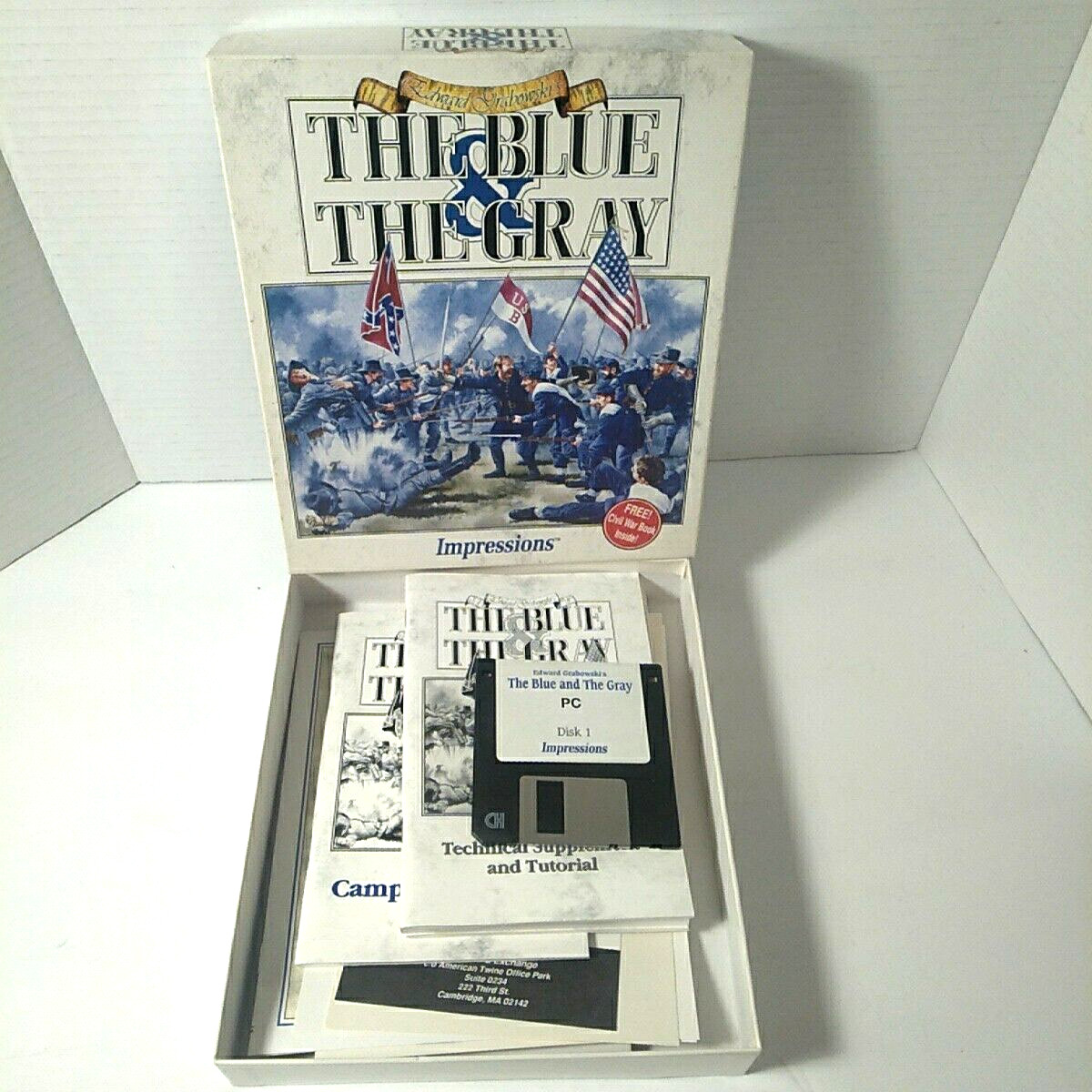 The Blue and The Gray Civil War PC Game 1993 3.5″ Disk & Book Edward Grabowski