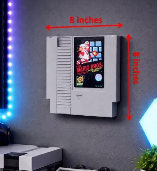 Retro NES Cartridge Wall Art – 8×8 Inch Nintendo Mario Bros. Inspired Game Decor