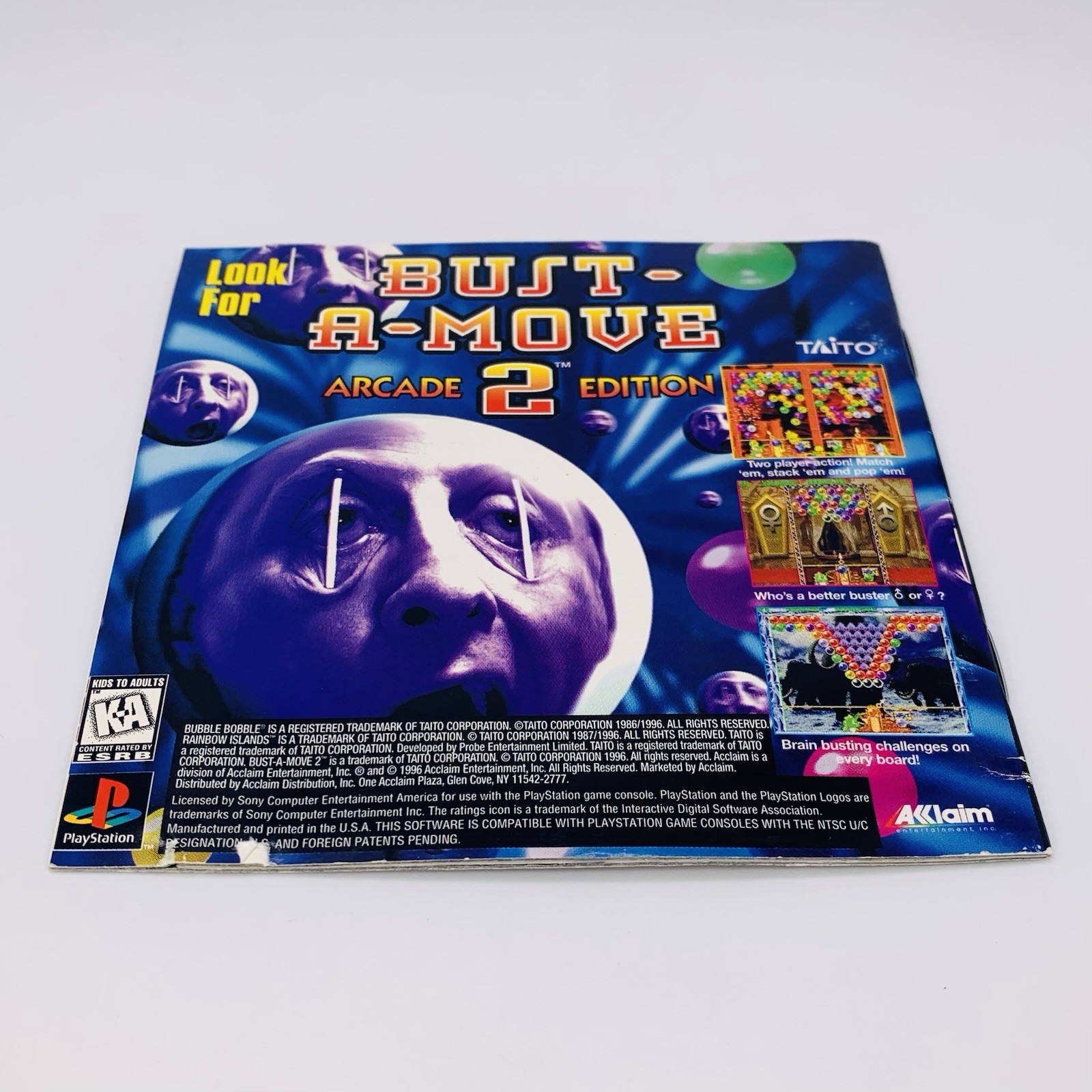 Bubble Bobble Featuring Rainbow Islands PS1, 1996 – Disc & Manual No Back Insert