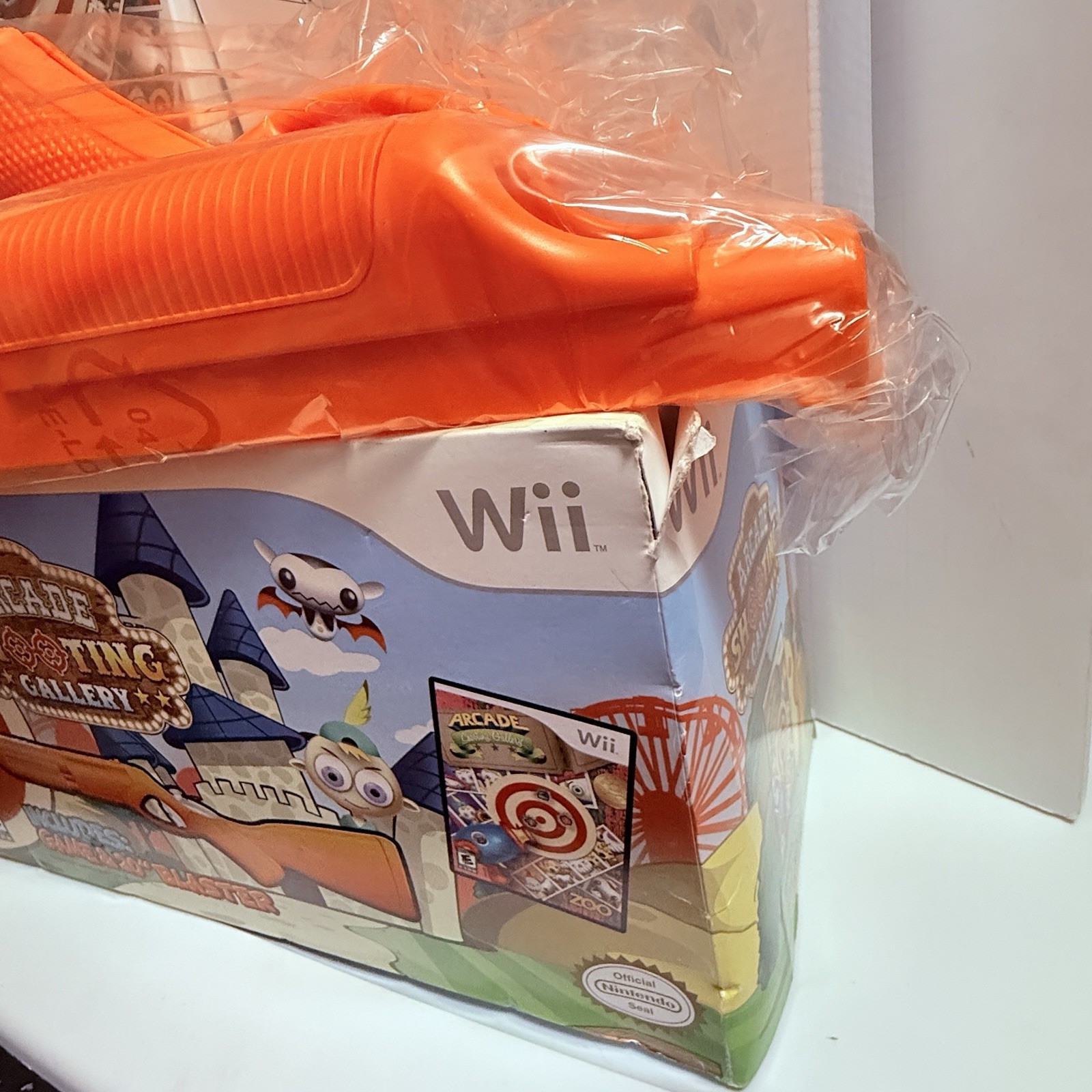 SEALED Arcade Shooting Gallery Blaster & SEALED Game Nintendo Wii Open Box NIB