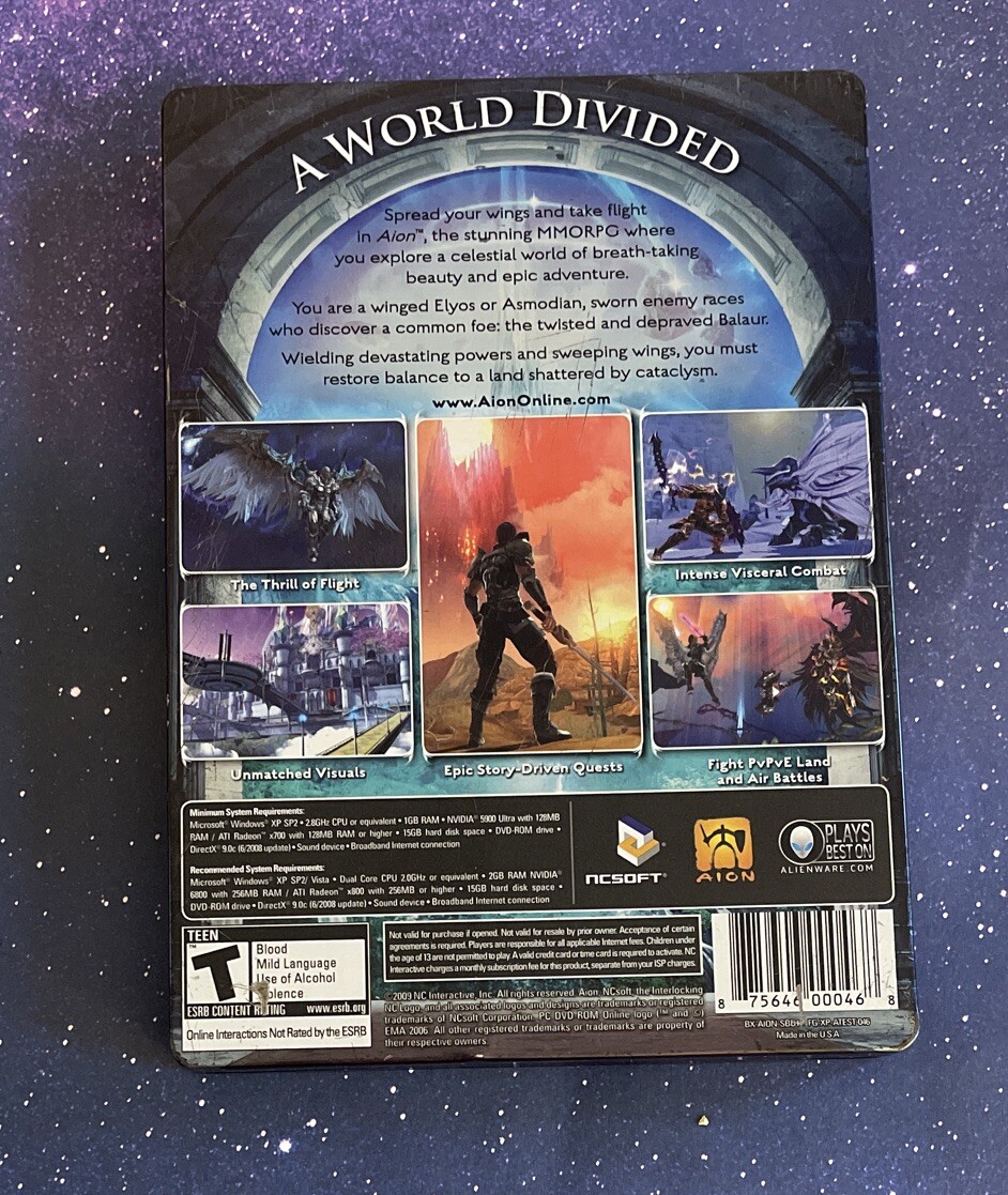Aion (PC, 2009) CIB Tin Case – 2 Discs – Clean