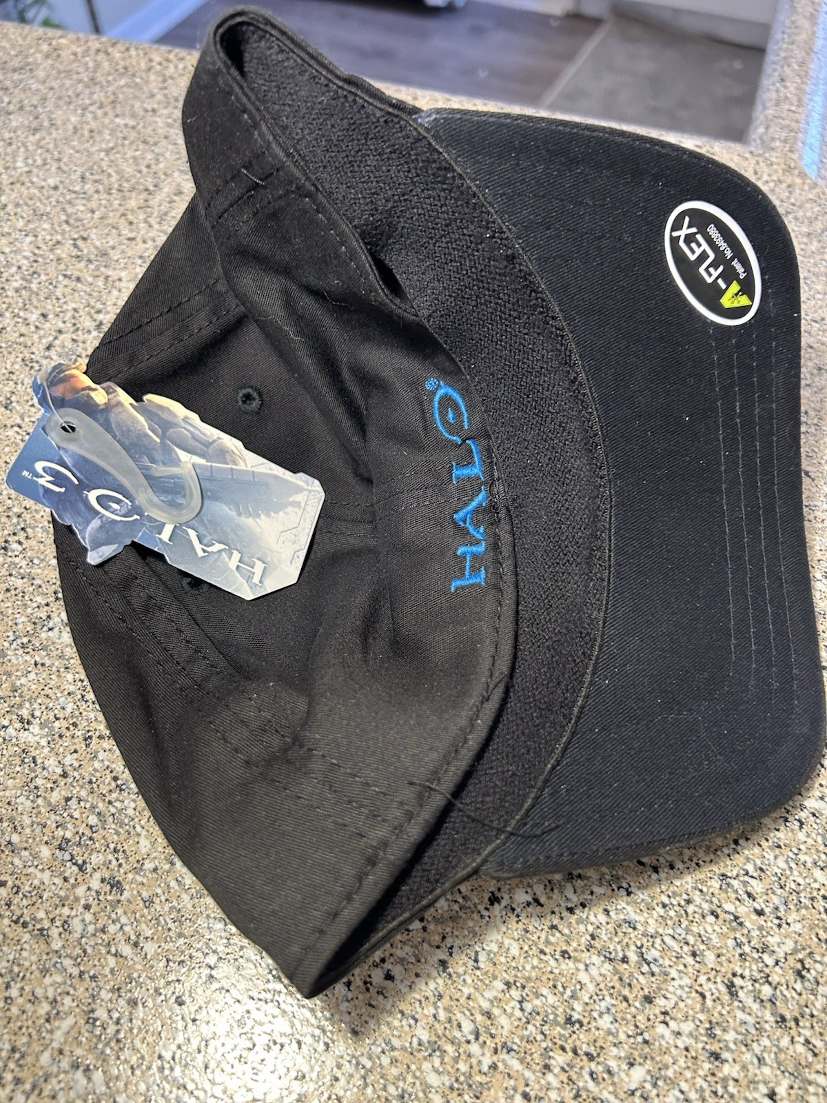 Halo 3 UNSC Hat Black Adult OS A-Flex Stretch Microsoft 2009 New With Tags