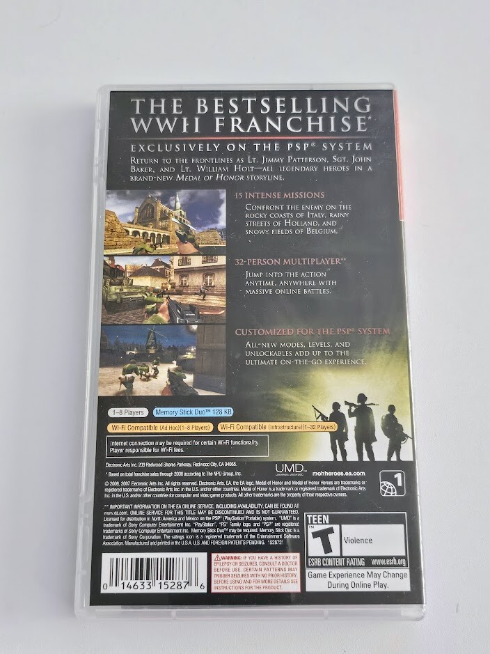 Medal Of Honor Heroes Sony PSP Multi Online Playability With Booklet Pre-Owned