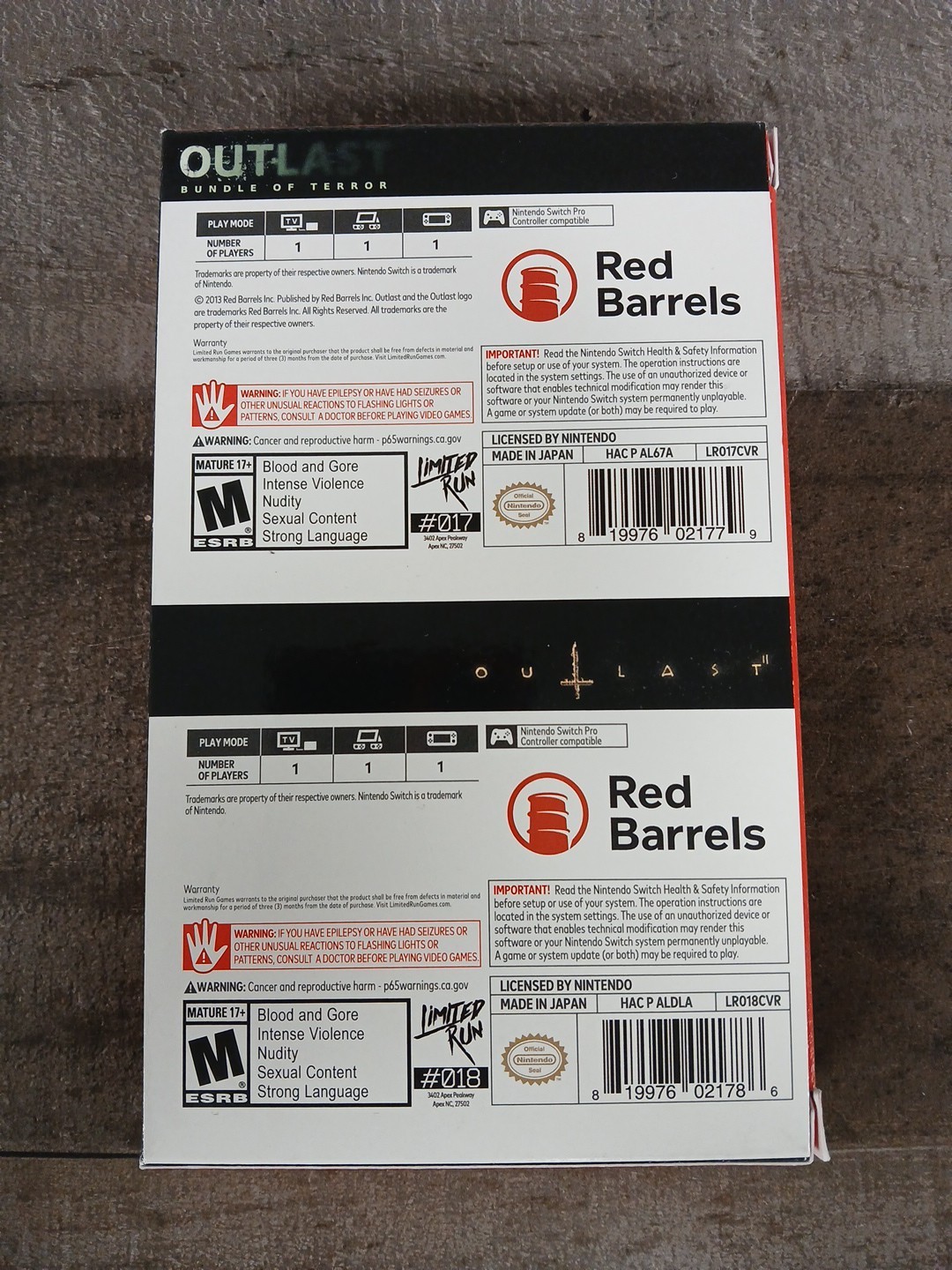Outlast Bundle of Terror w/ Rare Slipcover & Cards Nintendo Switch RARE