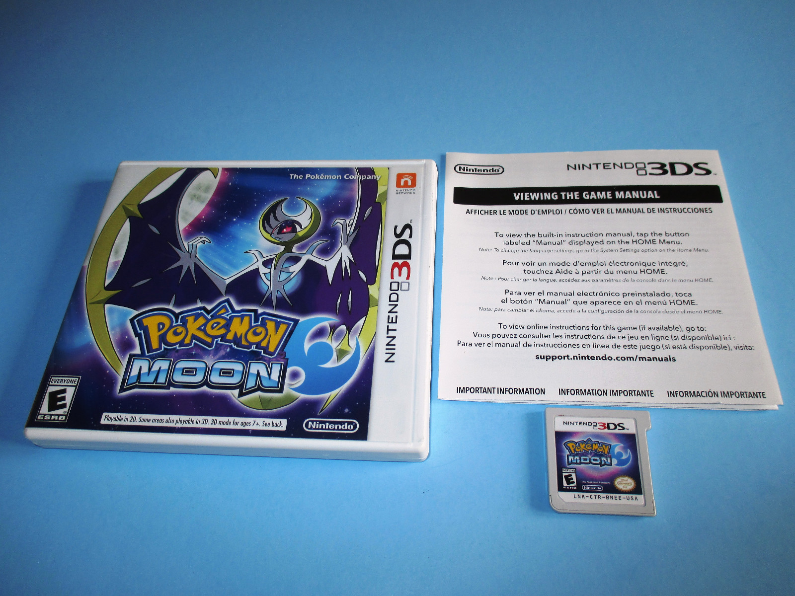 Pokemon Moon (Nintendo 3DS) XL 2DS Game w/Case & Insert